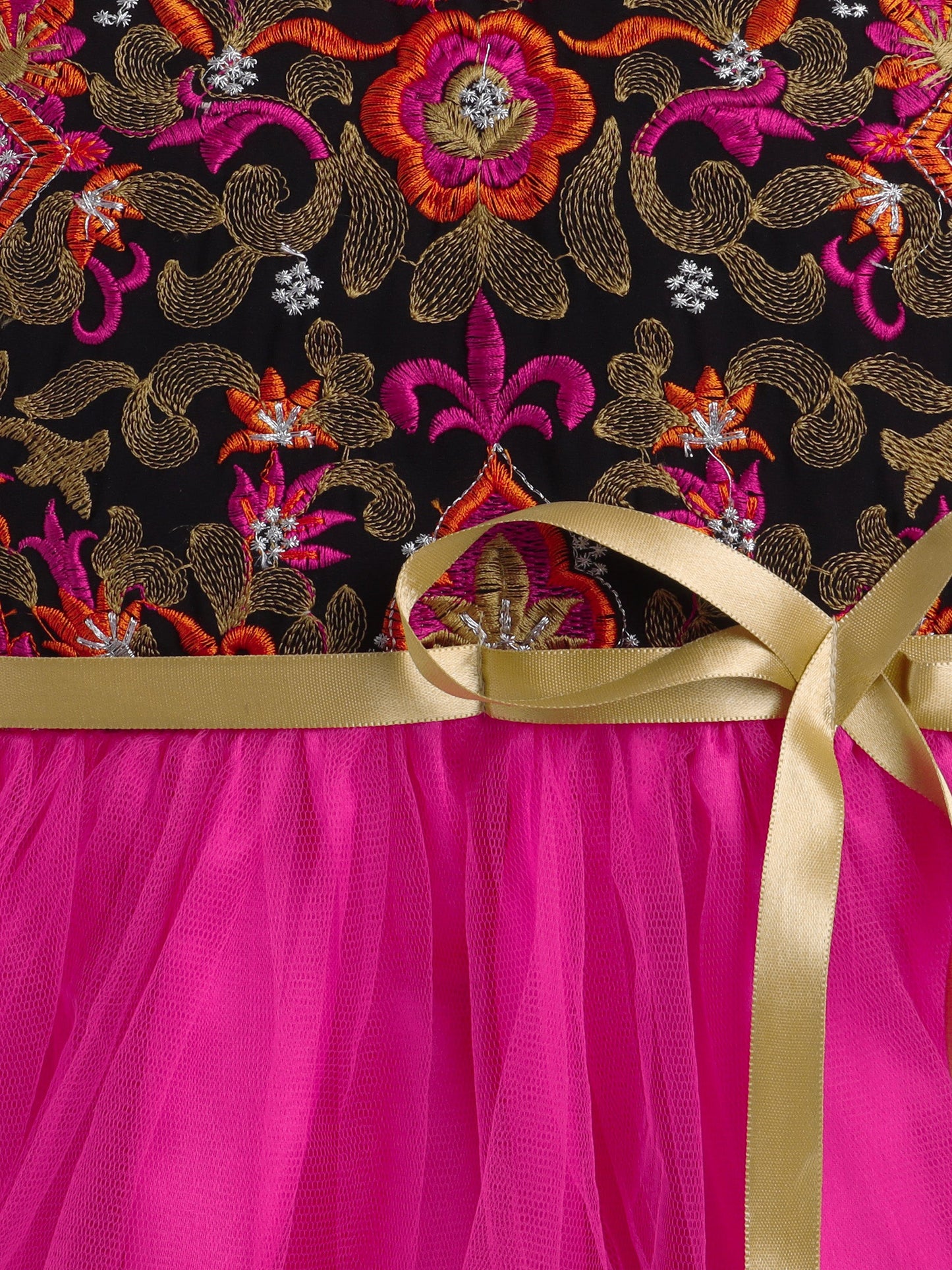 The Magic Wand Sleeveless Floral Embroidered Dress - Fuchsia