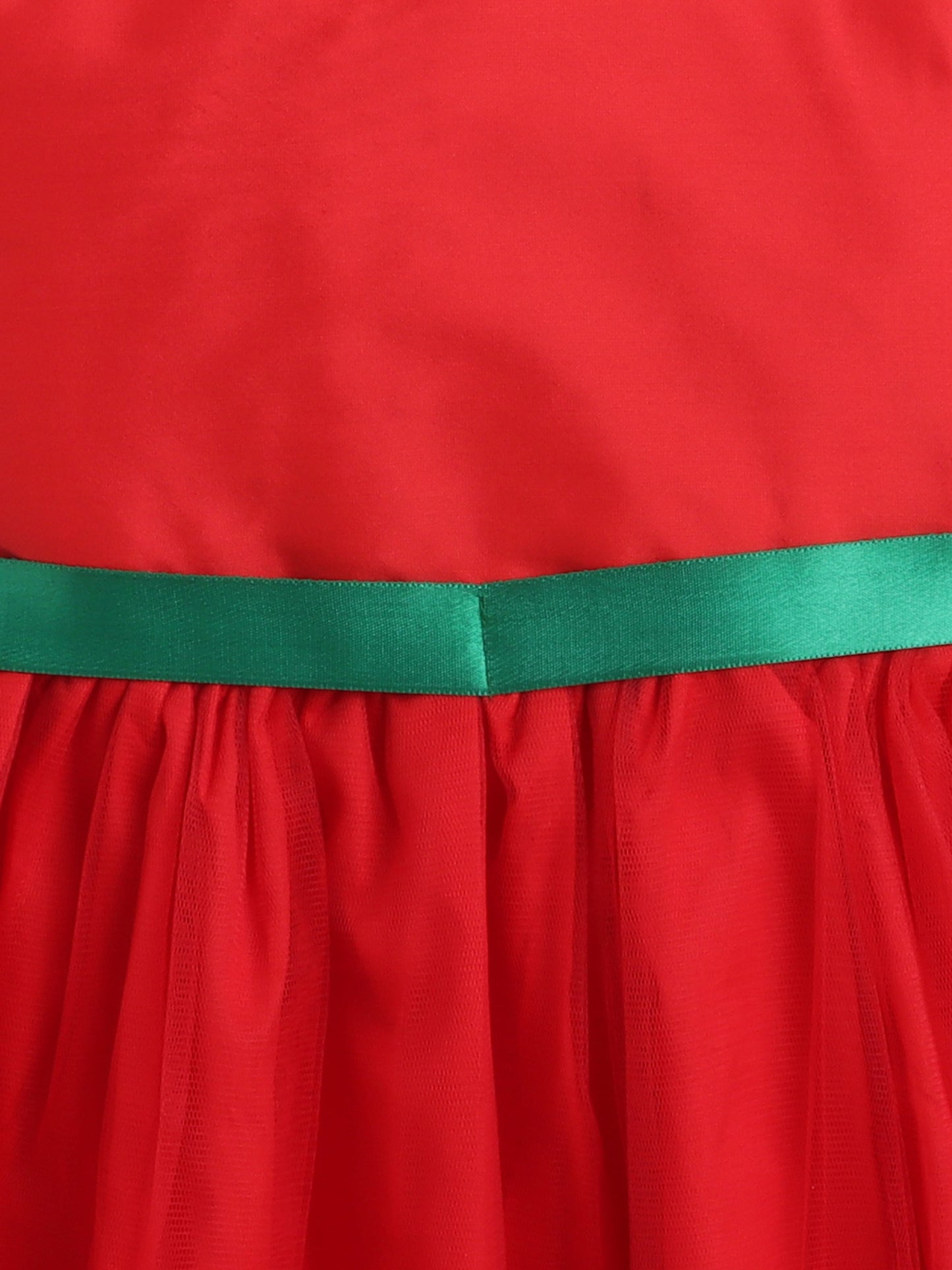 Sleeveless Party Wear Dress With Contrast Lace Band Red