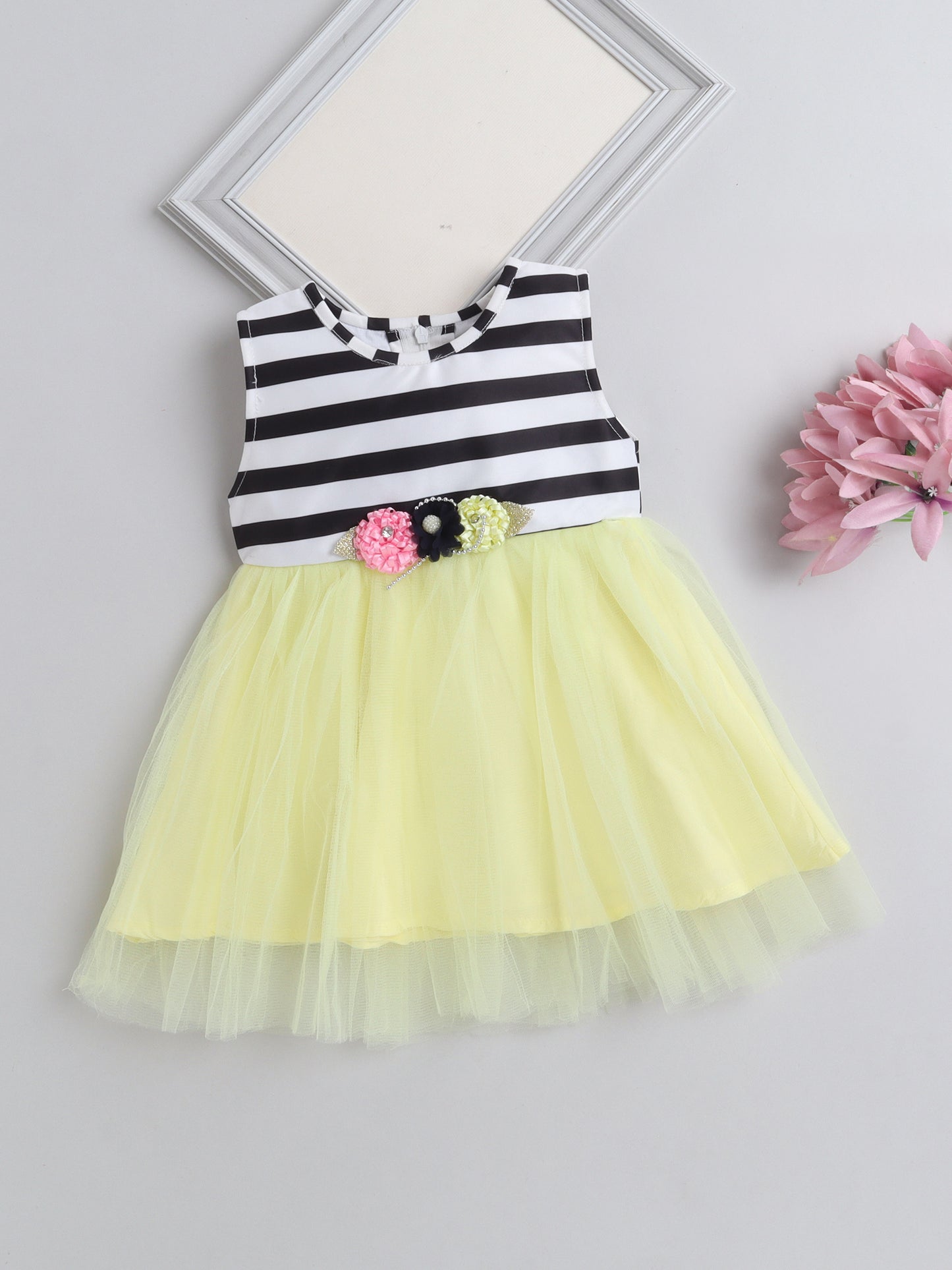 Sleeveless Striped Dress Yellow