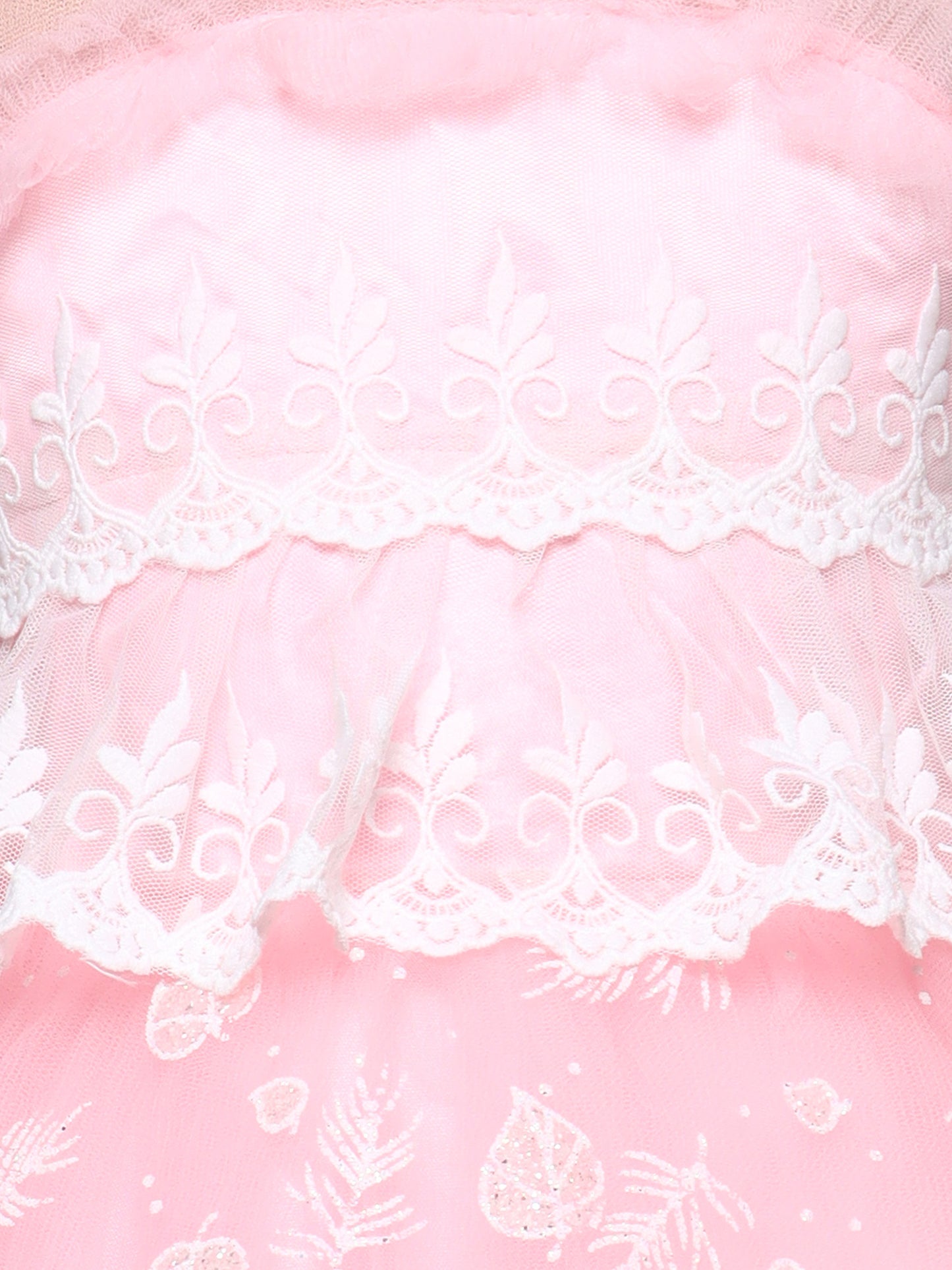 Embroidered Fit & Flare Dress With Lace Insert