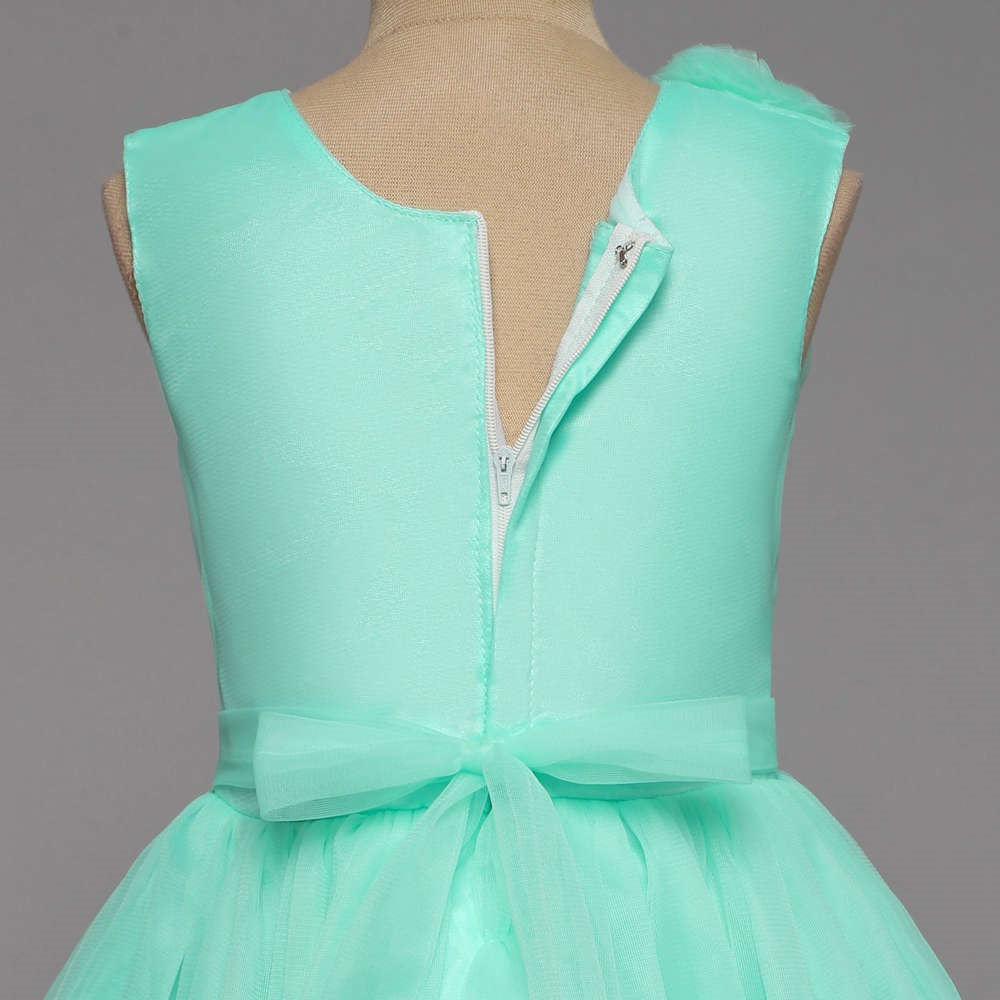 Sleeveless Flower Emebelished Party Dress Blue