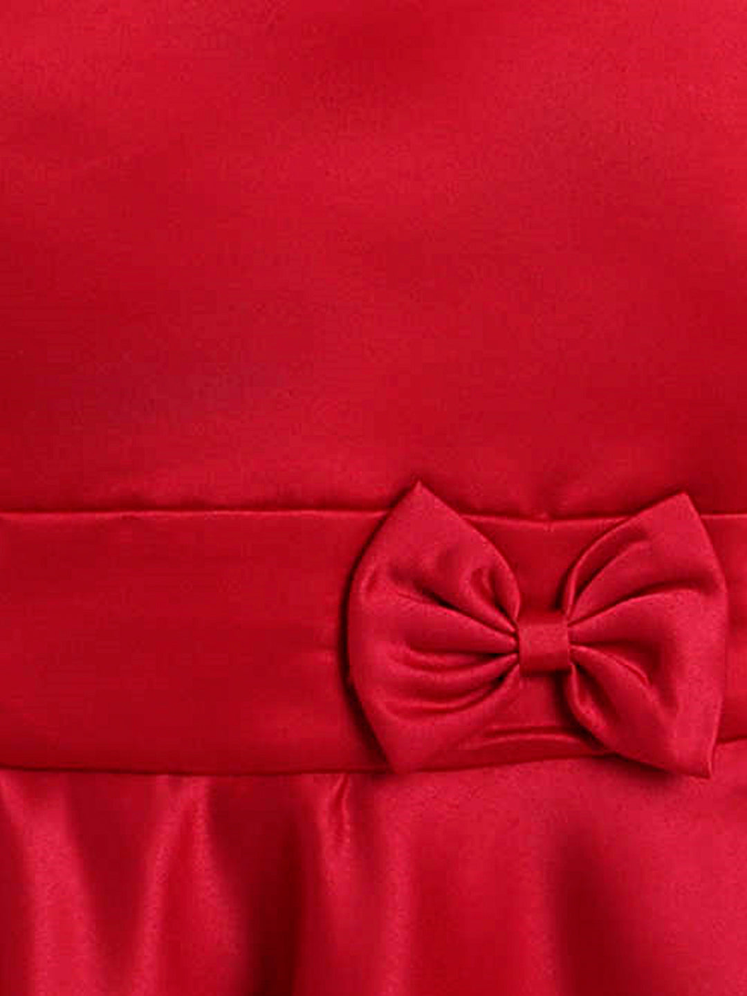 Solid Satin Sleeveless Bow Embelished Party Wear Dress For Girls Maroon