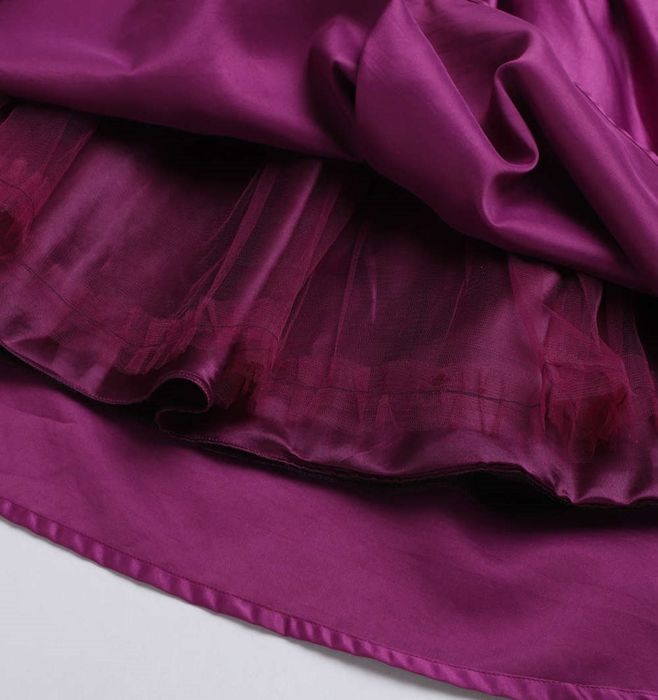 Bow Embelished Cap Sleeves Long Gown Dress For Girls-Magenta