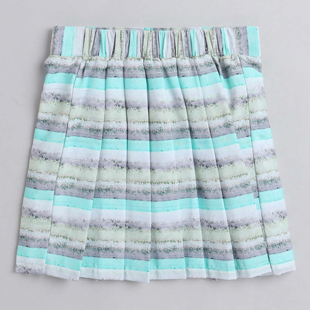 The Magic Wand Layered Strappy Ruffle Top With Chex Pleated Skirt Set Aqua
