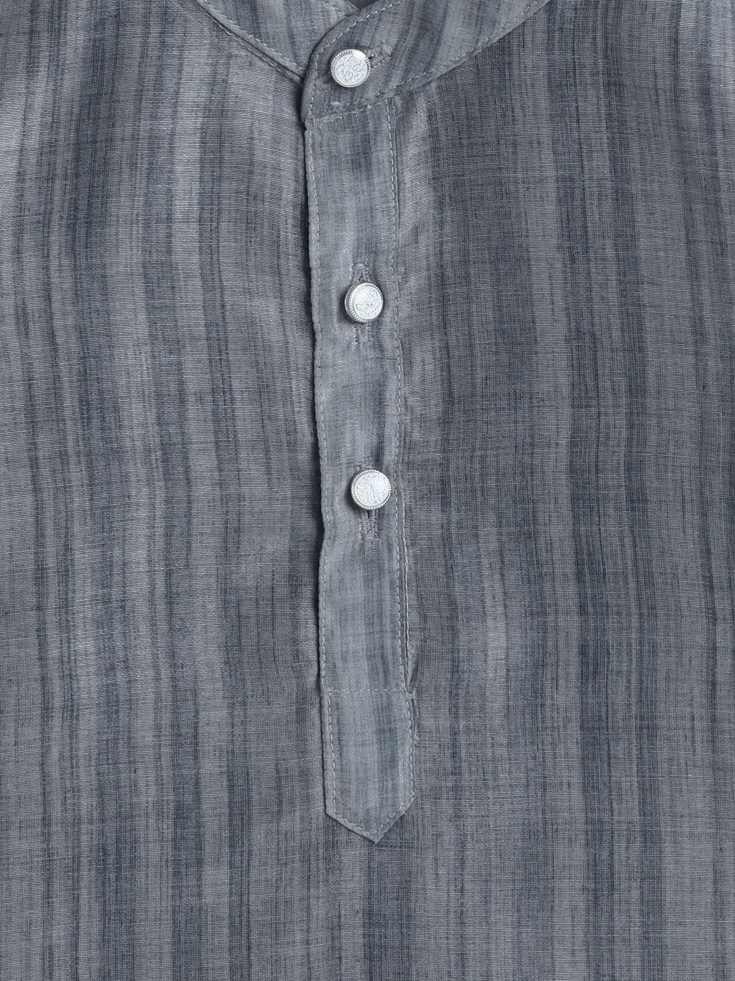 Full Sleeves Chanderi Kurta Set-Grey