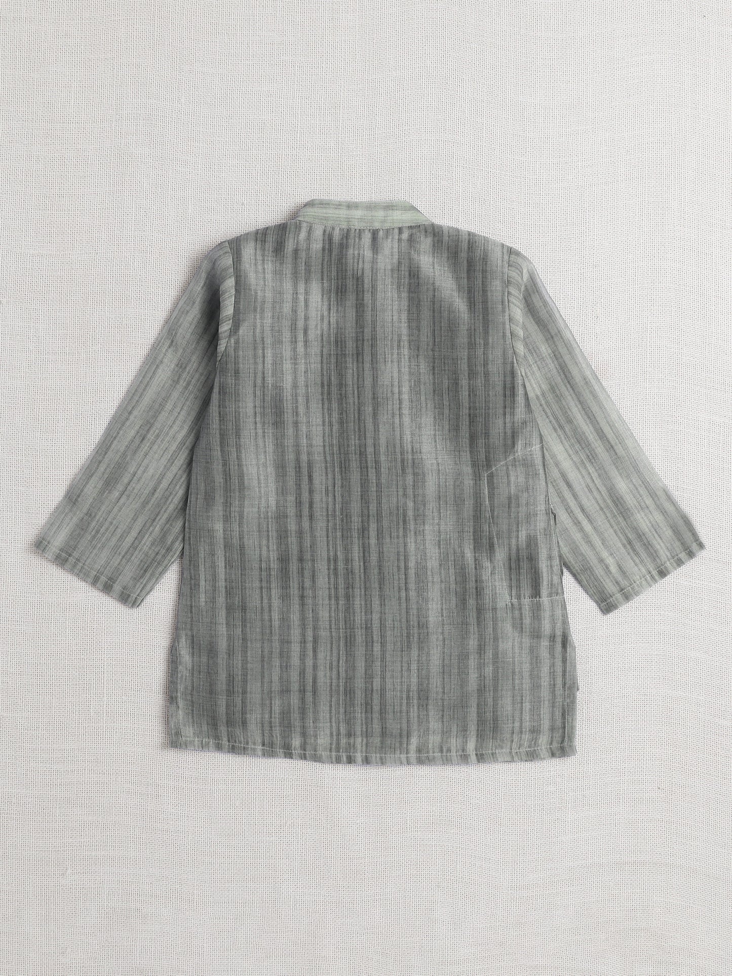 Full Sleeves Chanderi Kurta Set-Gray