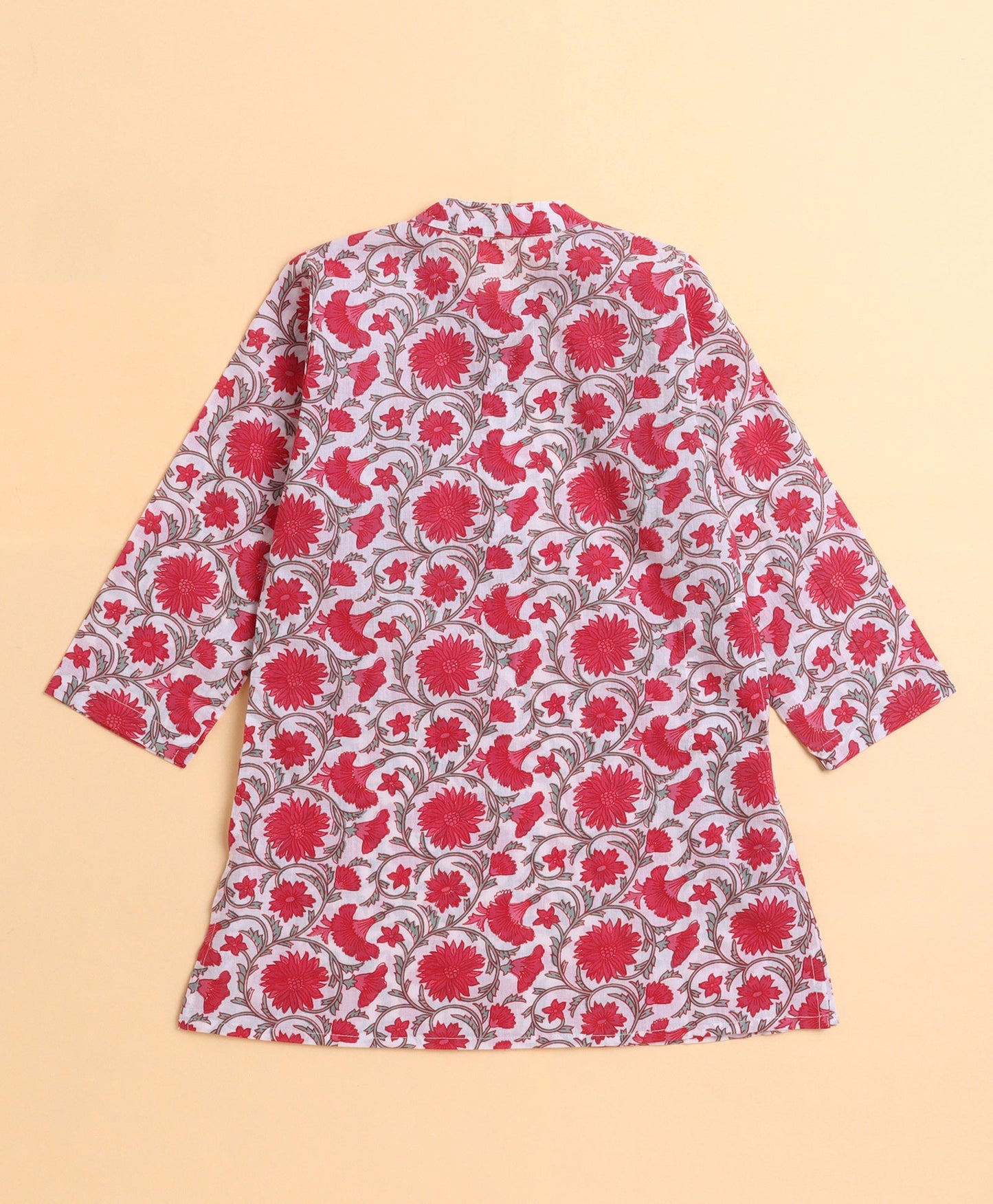 The Magic Wand Cambric Cotton woven Full Sleeves Floral Printed Kurta Pyjama With Modi Jacket - White
