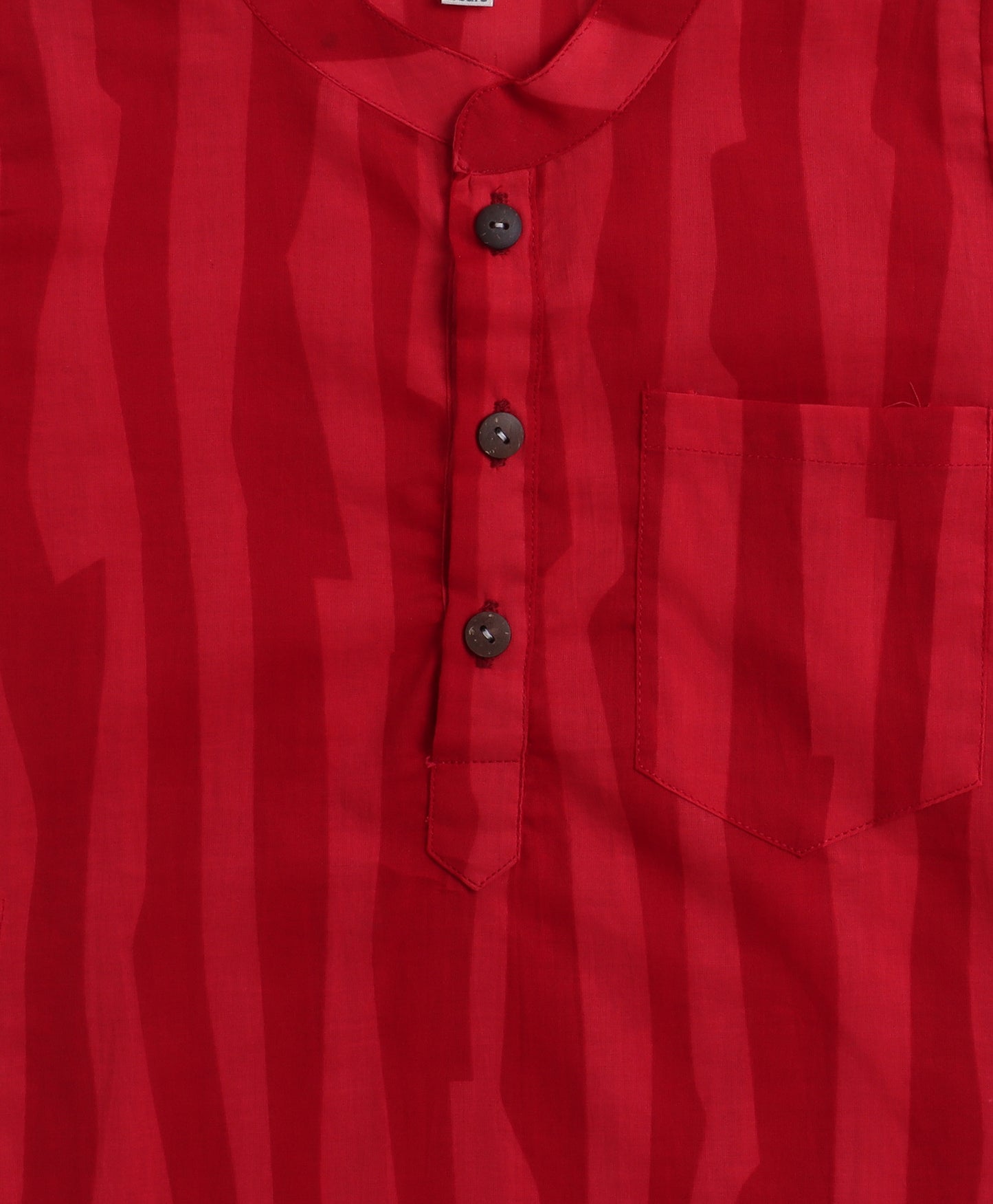The Magic Wand Cambric Cotton Full Sleeves Stripes Printed Kurta Pyjama With Lace Modi Jacket- Red