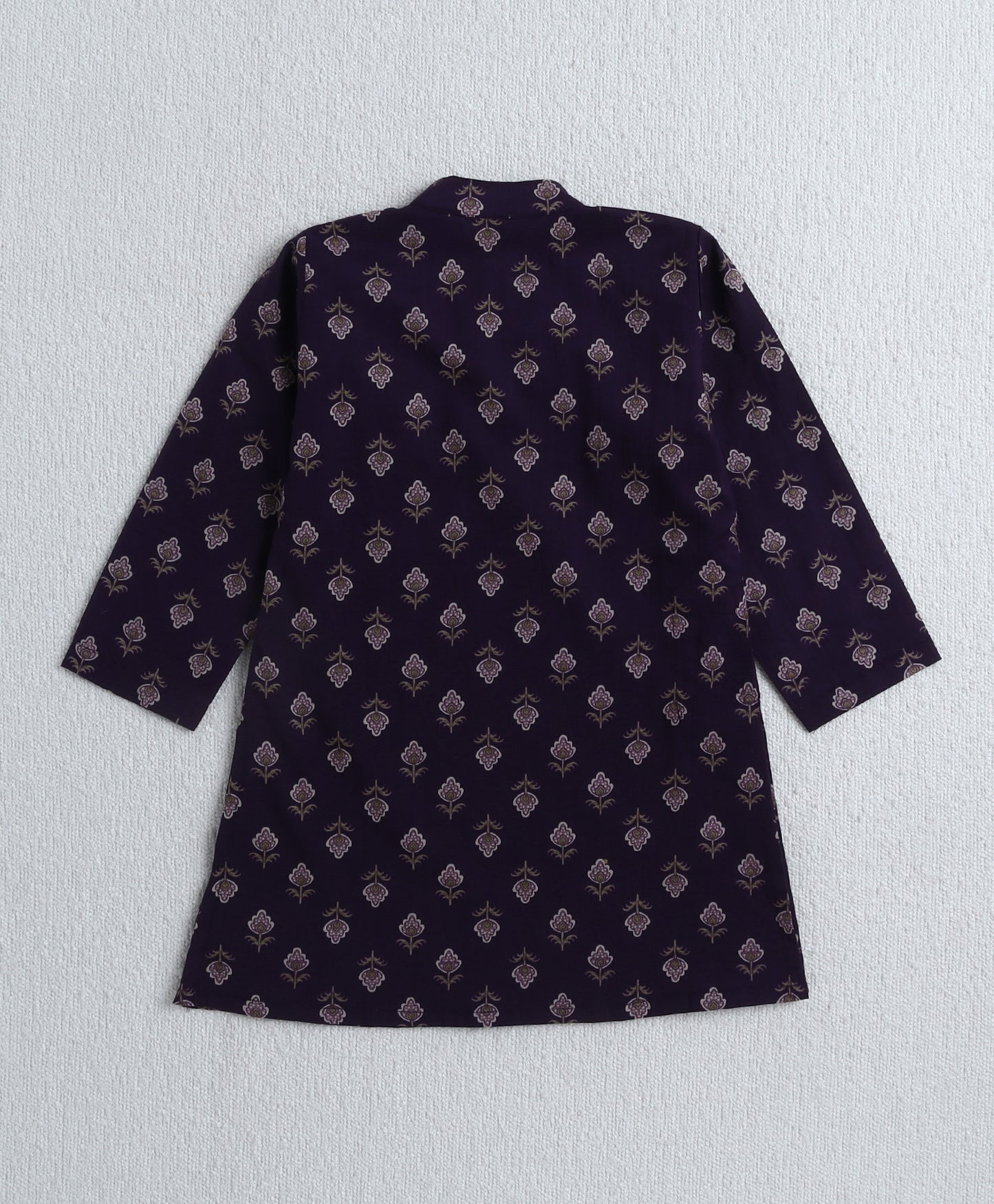 The Magic Wand Cambric Cotton Full Sleeves Bandhani Printed Kurta Pyjama With Lace Modi Jacket- Purple