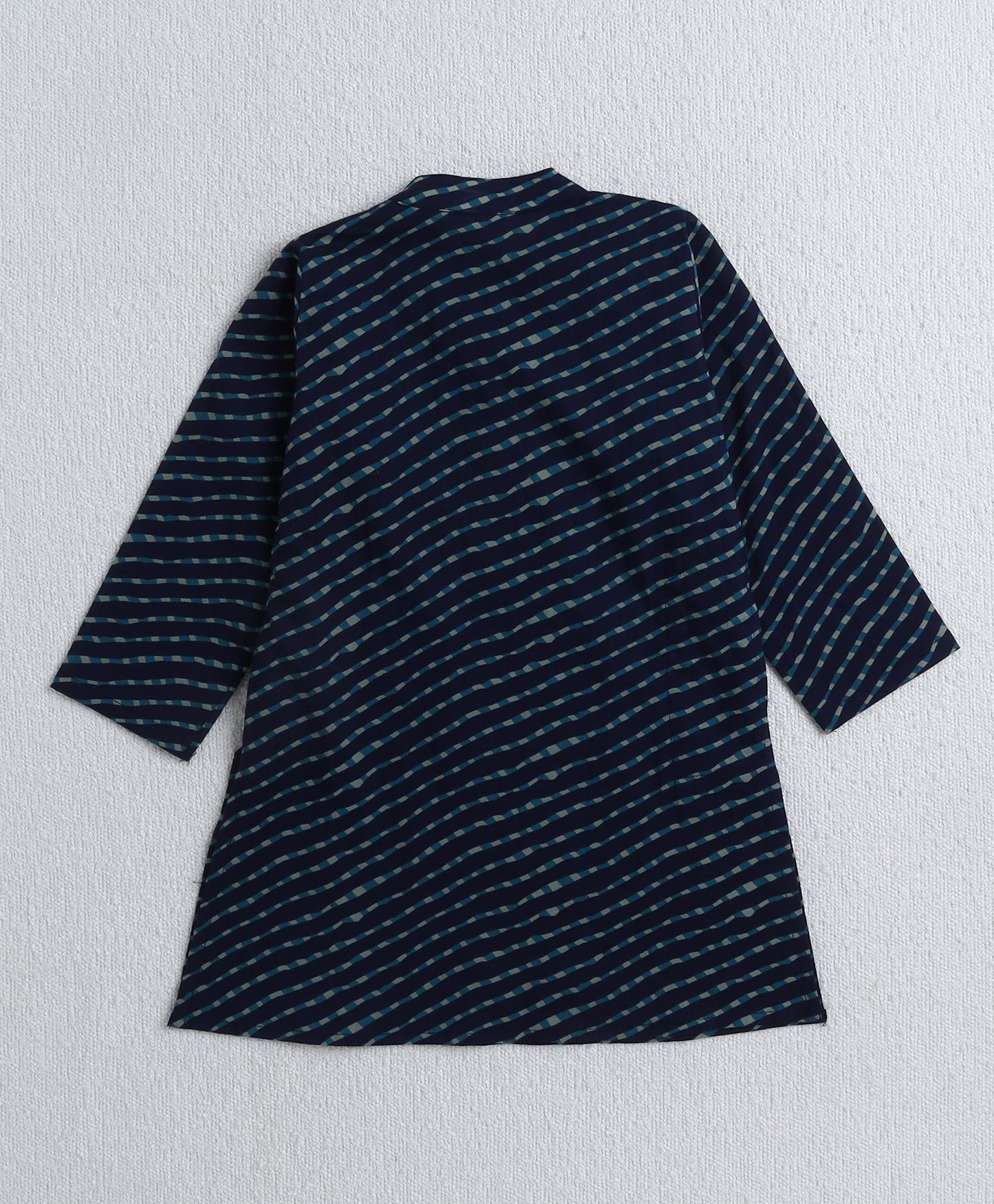 The Magic Wand Cambric Cotton Full Sleeves Floral Printed Kurta Pyjama With Lace Modi Jacket- Navy Blue