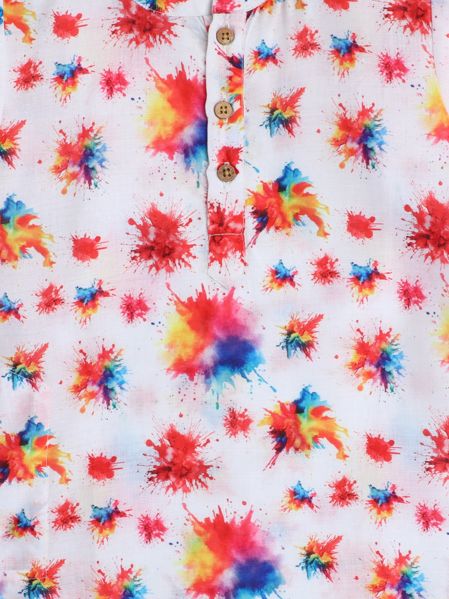 The Magic Wand Holi Full Sleeves Colour Splash Printed Kurta - White