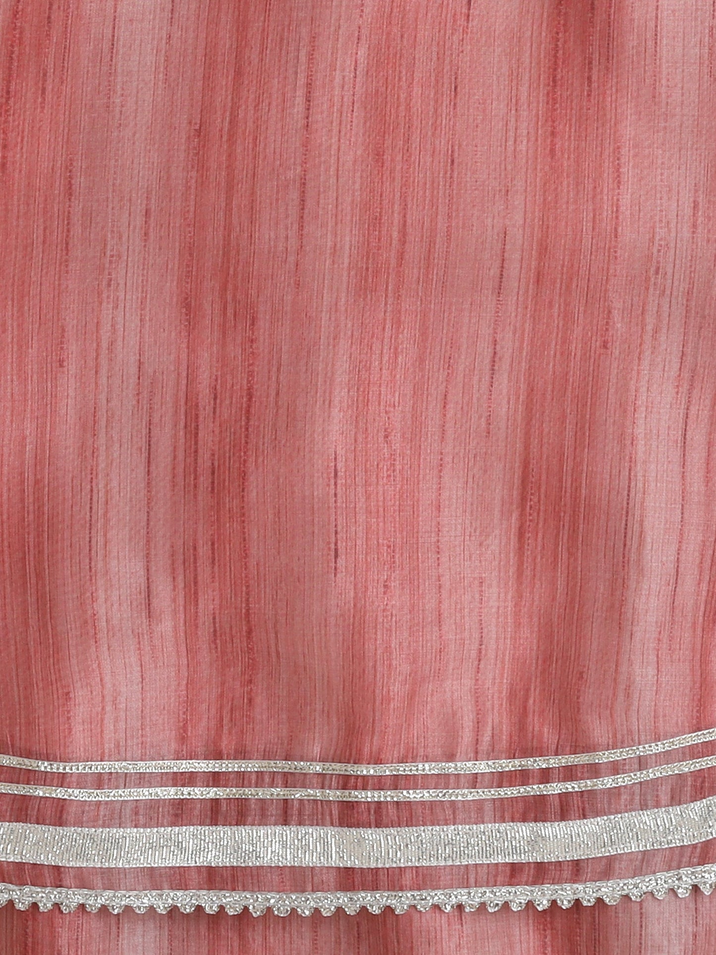 Chanderi Sleeveless Striped Lace Embellished Kurta & Salwar Set - Maroon