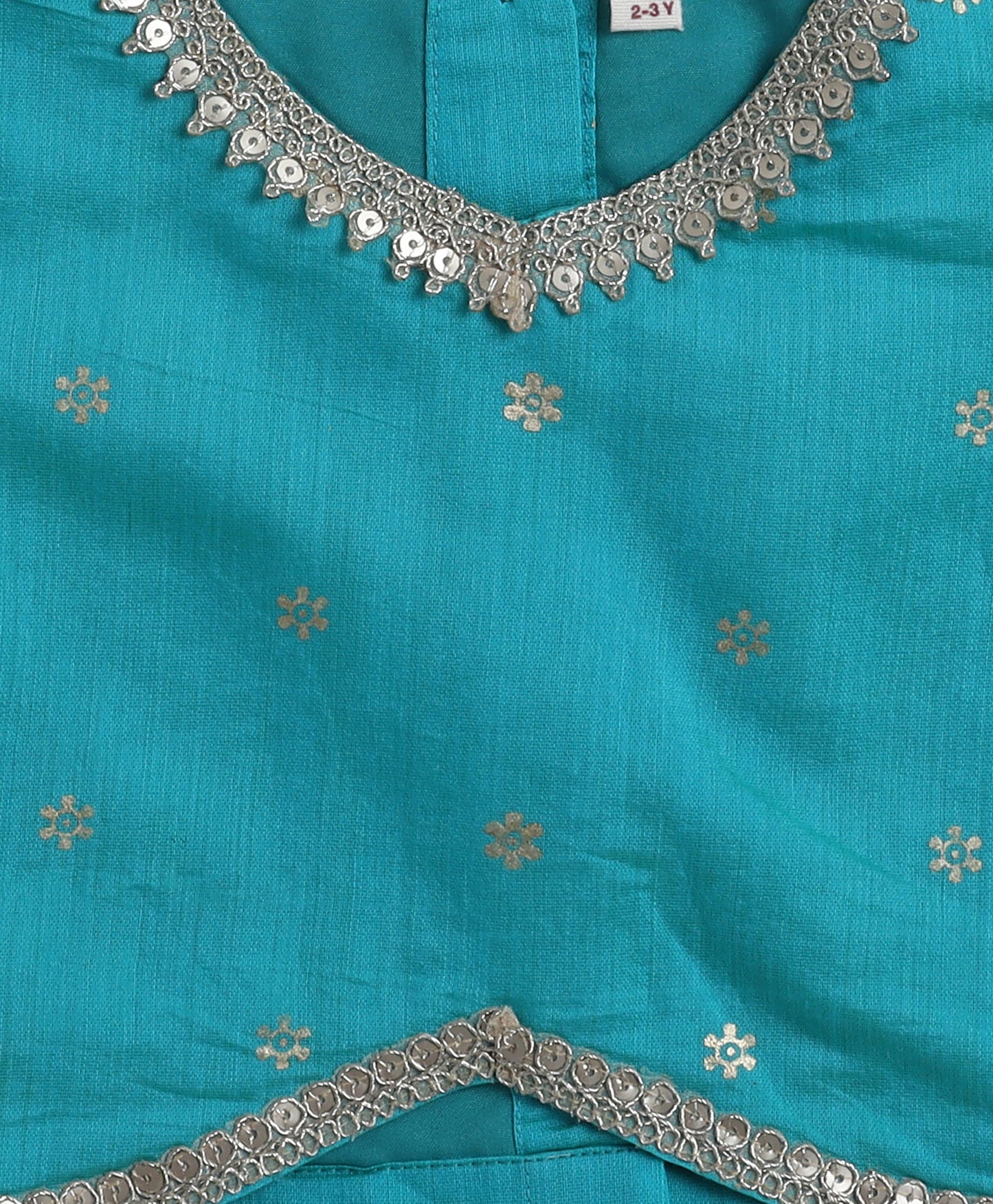 The Magic Wand Woven Half Sleeves Lace Foil Printed Lehenga and Choli with Dupatta Set- Blue