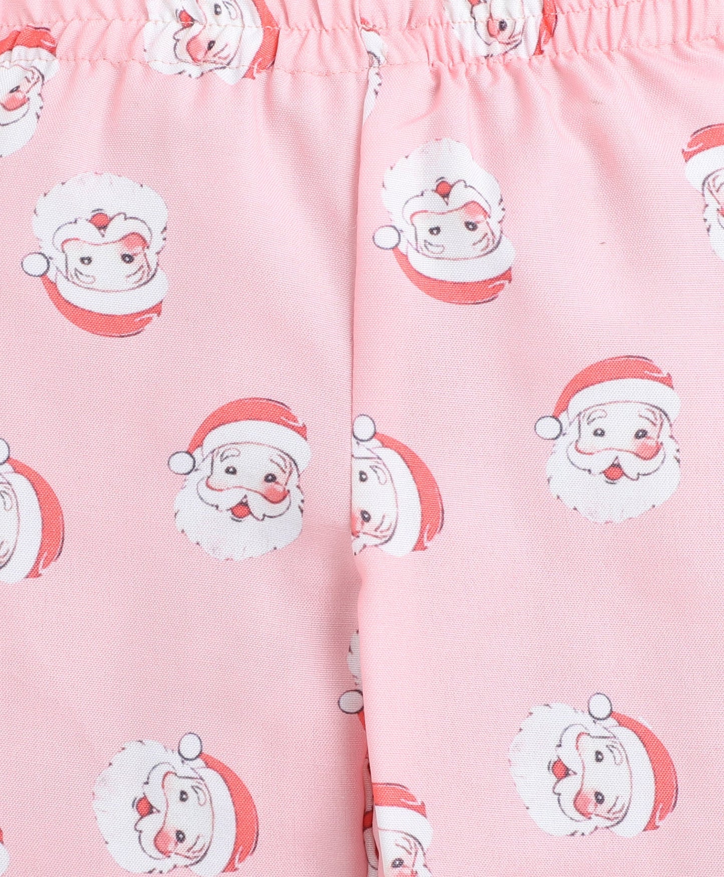 Christmas Theme Rayon Woven Full Sleeves Santa Printed Coordinating Night Suit Set-Pink