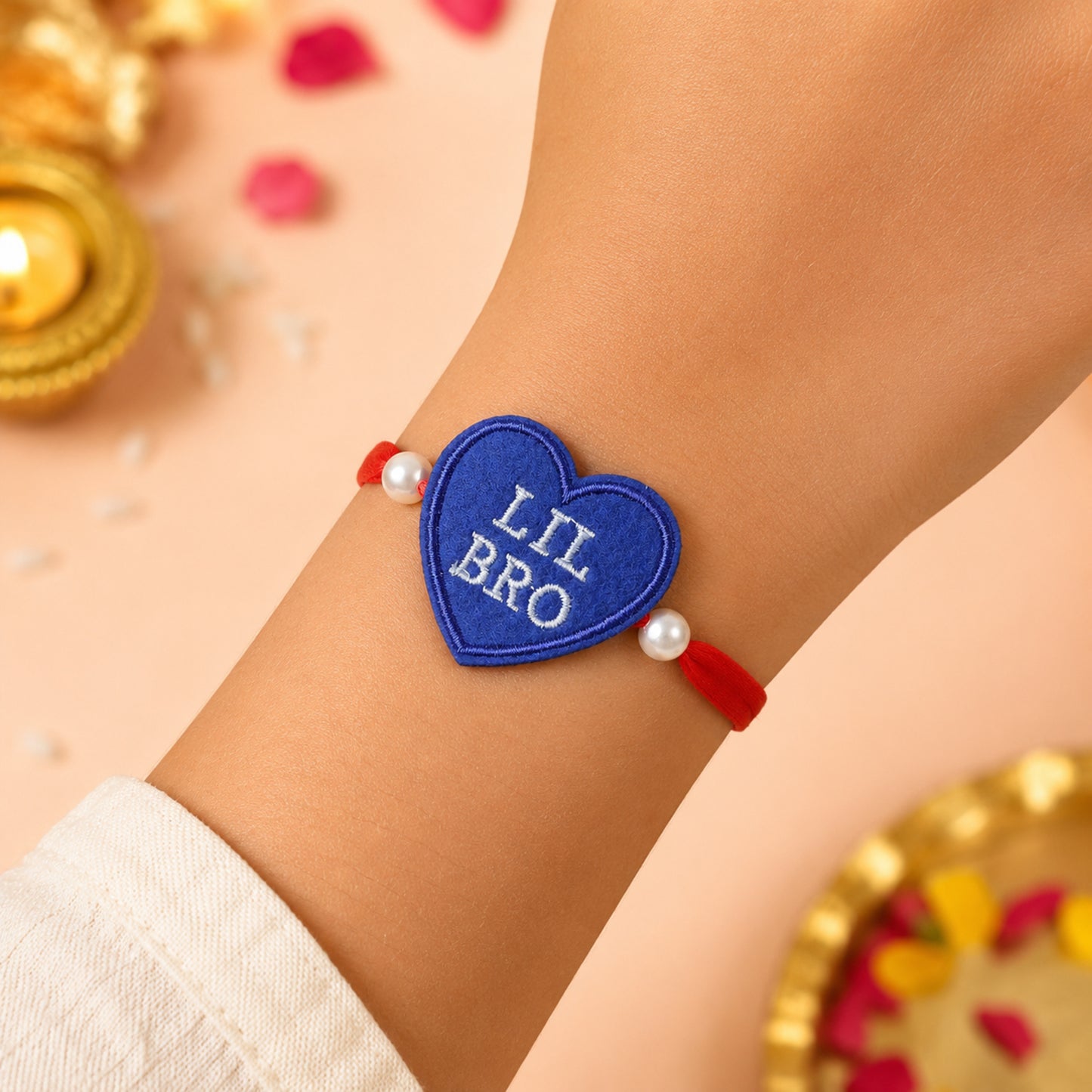 The Magic Wand Lil Bro Heart Shaped Rakhi - Navy Blue