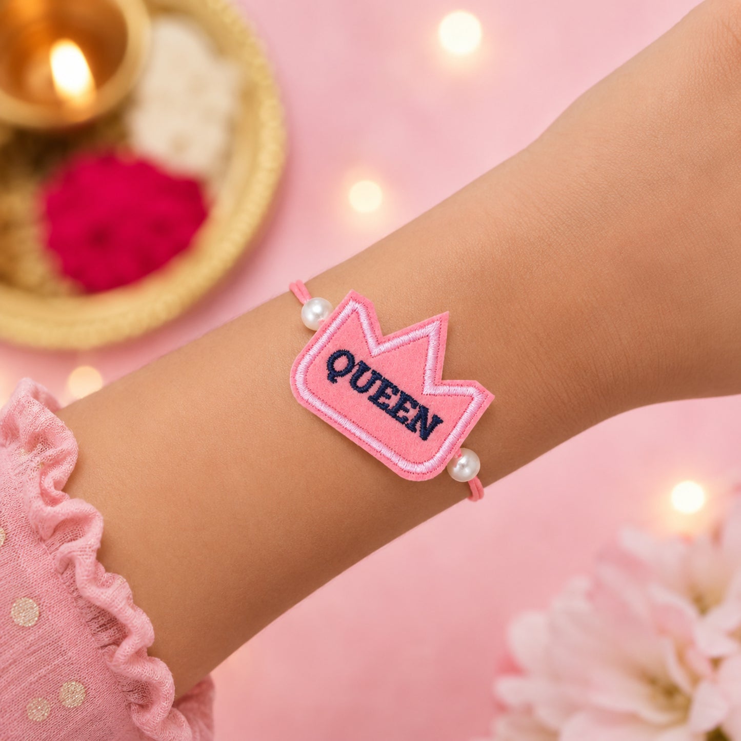The Magic Wand Cute Crown Shaped Queen Rakhi - White