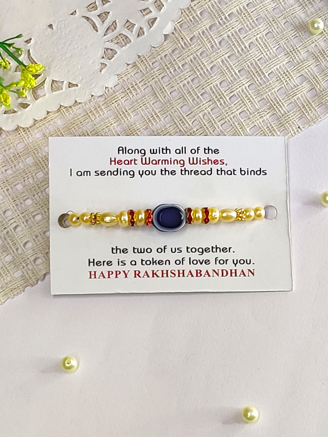The Magic Wand Trendy Evil Eye Beaded Rakhi - Blue