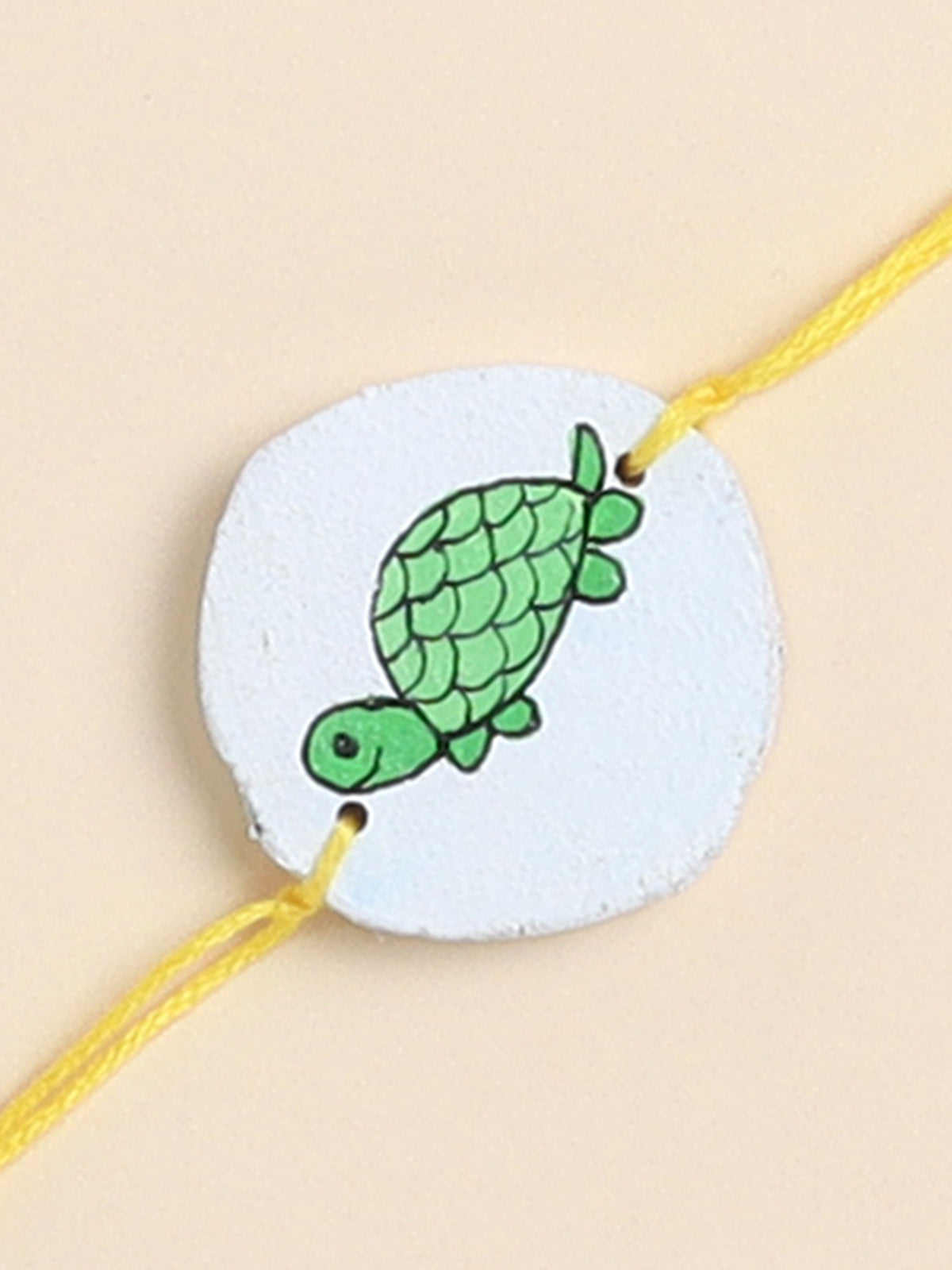 The Magic Wand Cute Tortoise Hand Painted Wooden Rakhi -Multi