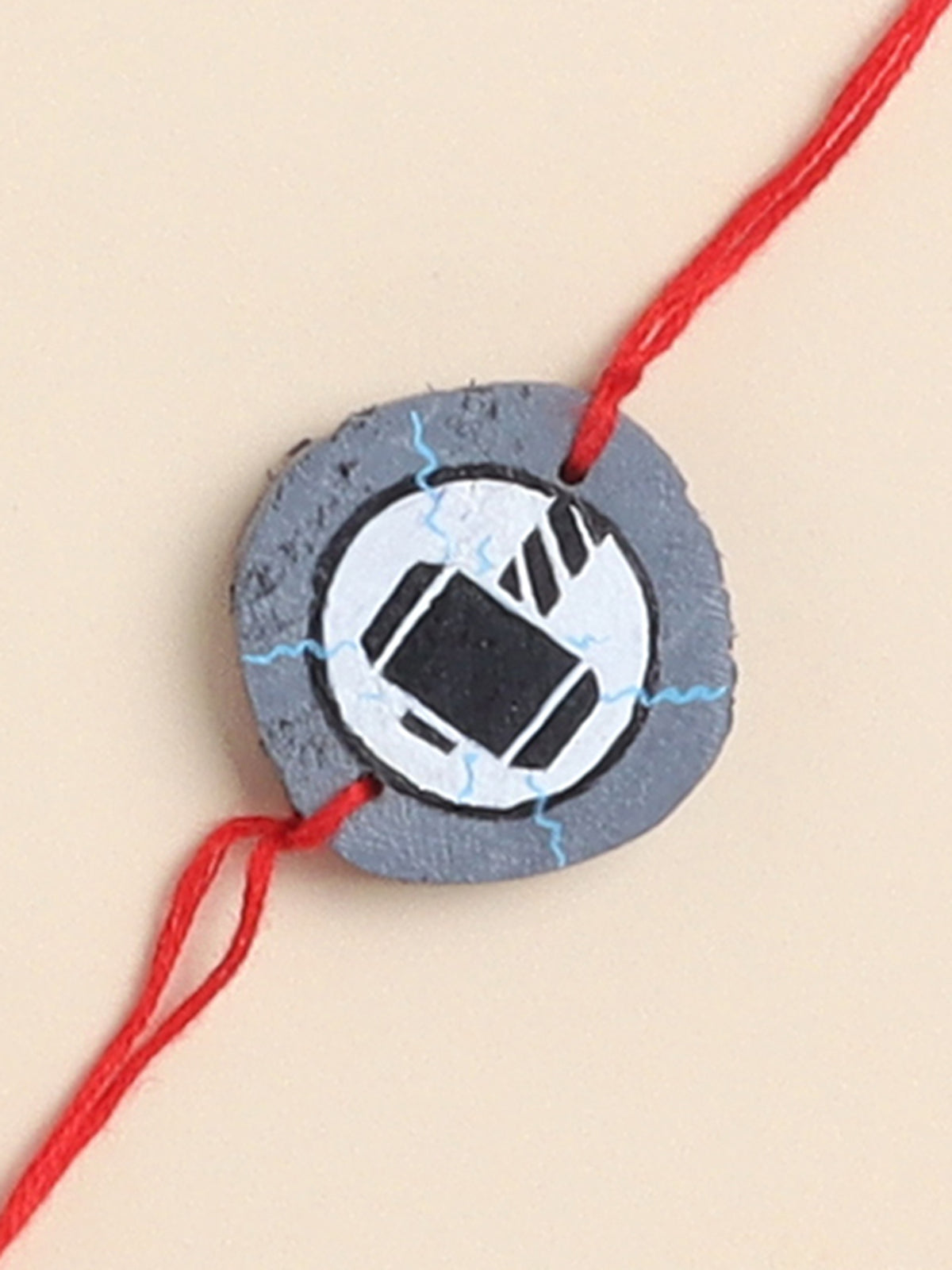The Magic Wand Trendy Hammer Hand Painted Wooden Rakhi -Grey