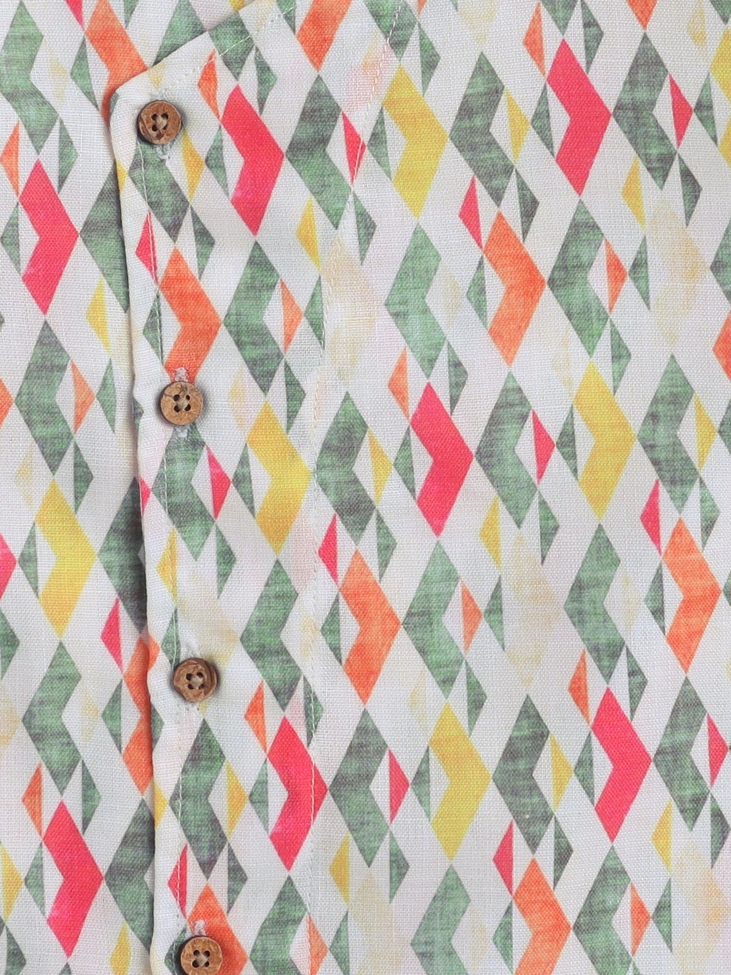 Full Sleeves Ikat Printed Kurta & Dhoti Set - Multi Colour