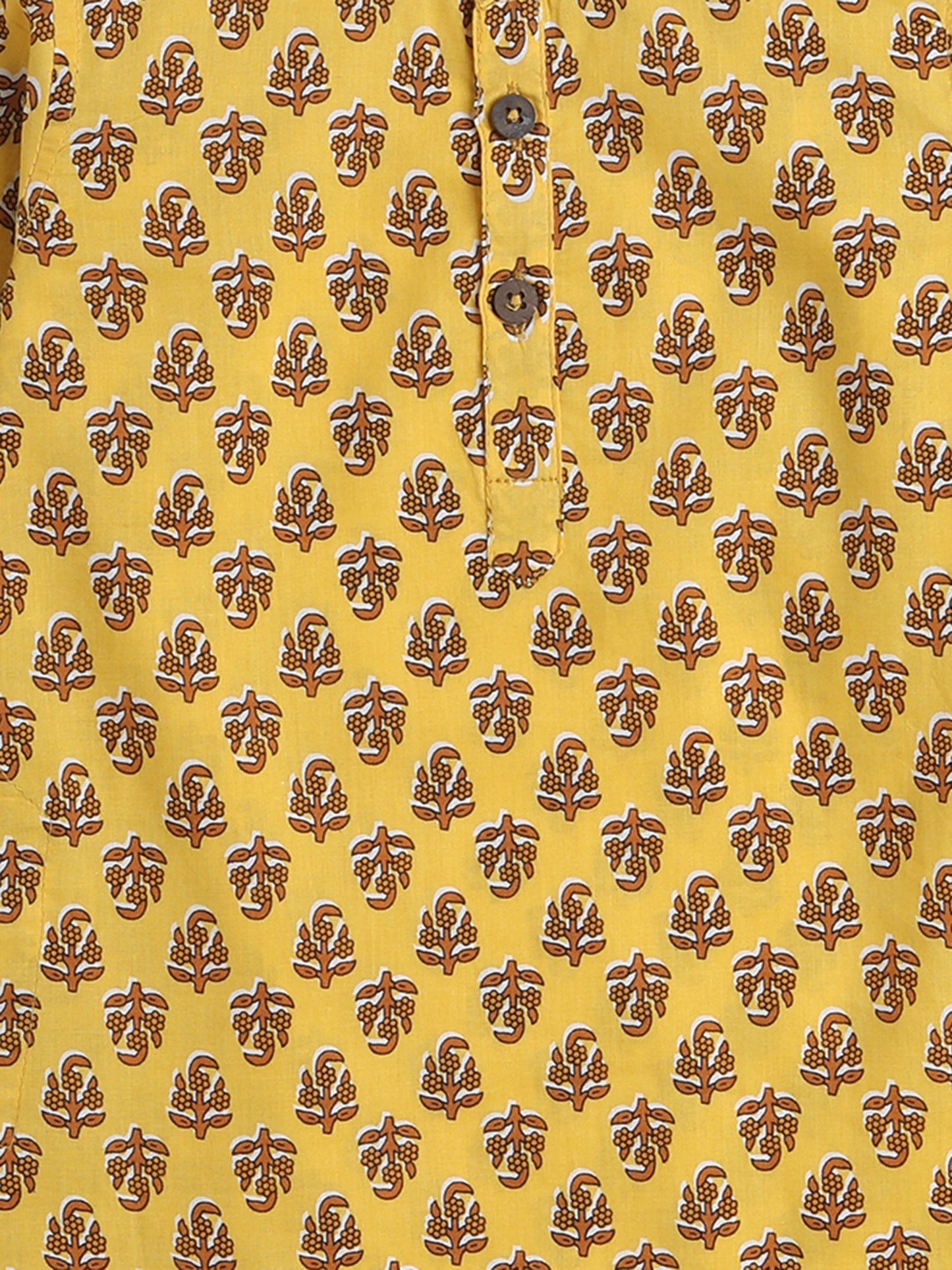 Cotton Floral Printed Full Sleeves Floral Printed Kurta-Yellow