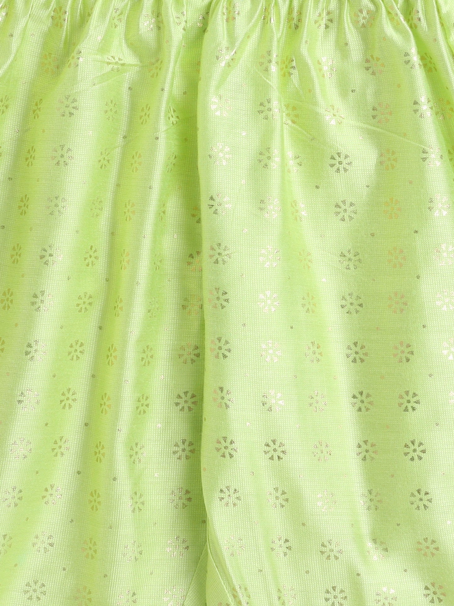 Jacquard Three Fourth Sleeves Floral Foil Printed Kurta & Coordinating Salwar Set - Green