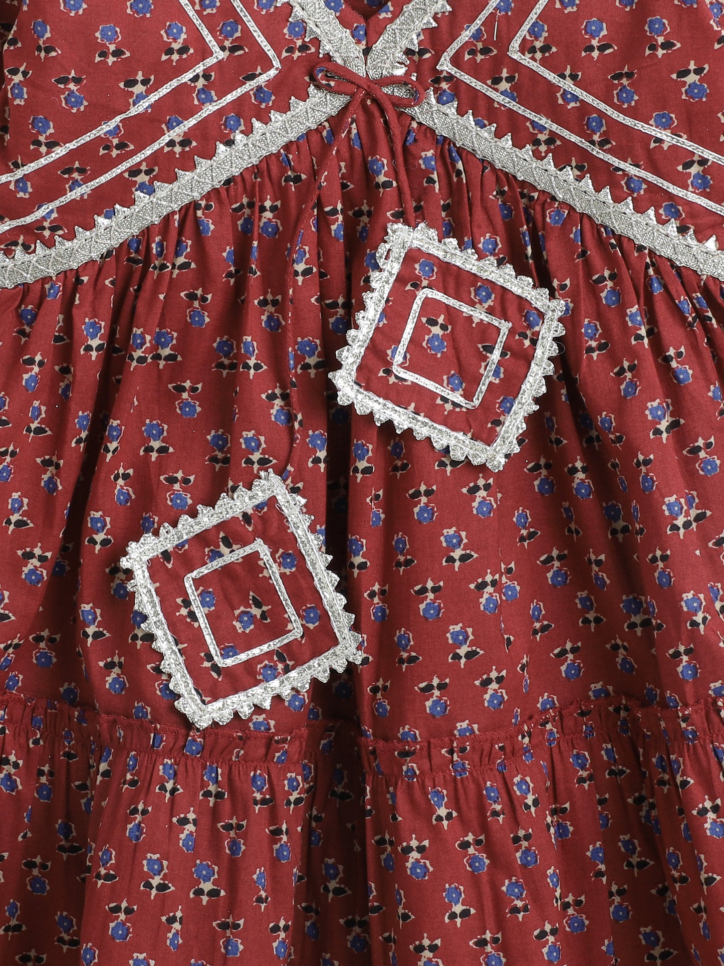 The Magic wand Elbow Sleeve Floral Printed Dress-Maroon