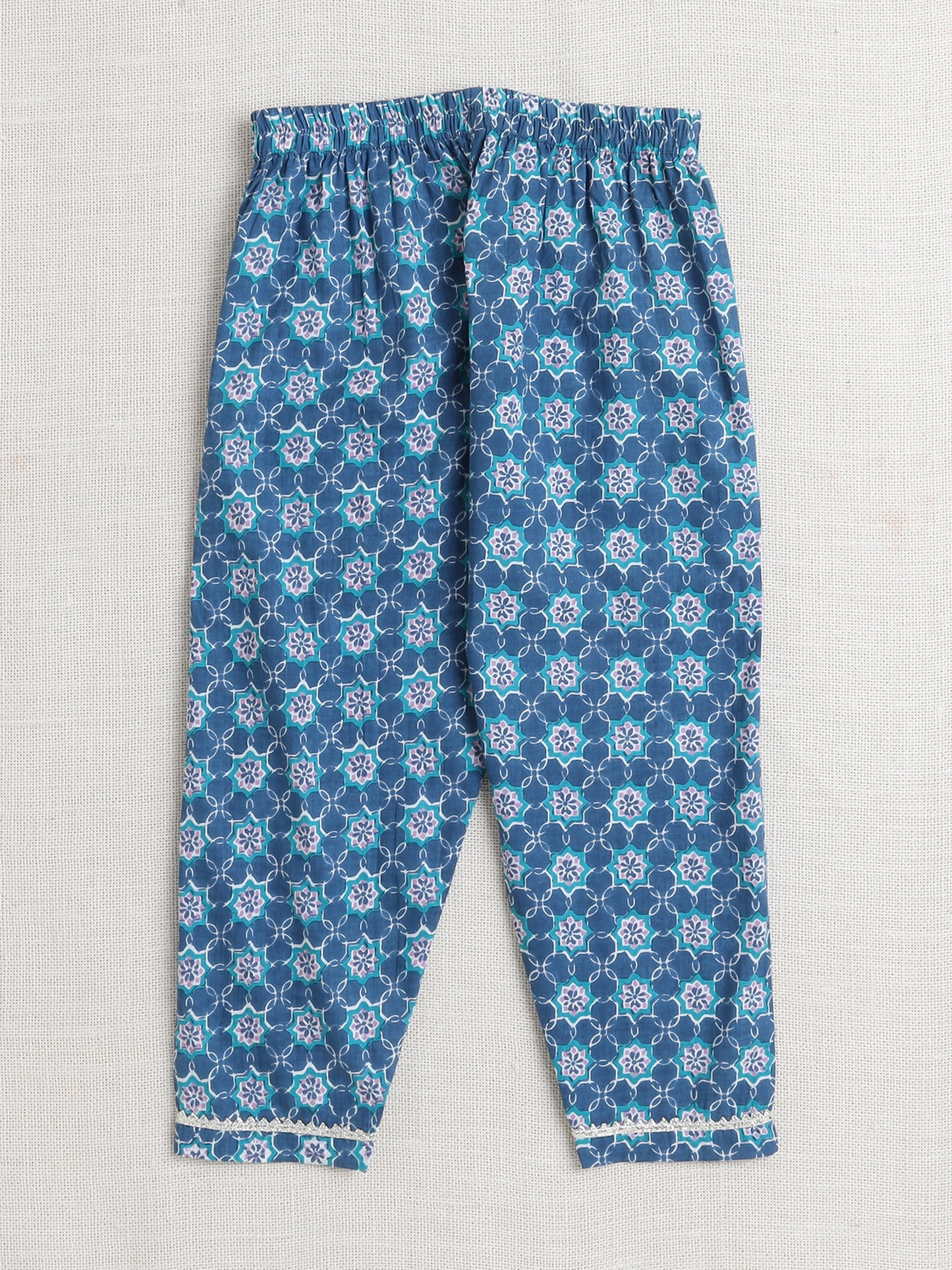 The Magic Wand Elbow Sleeve Floral Printed Kurta Set-Blue