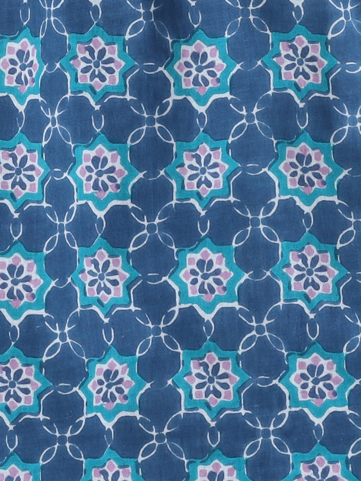 3/4 thSleeve Floral Printed Kurta with pant Set-Blue