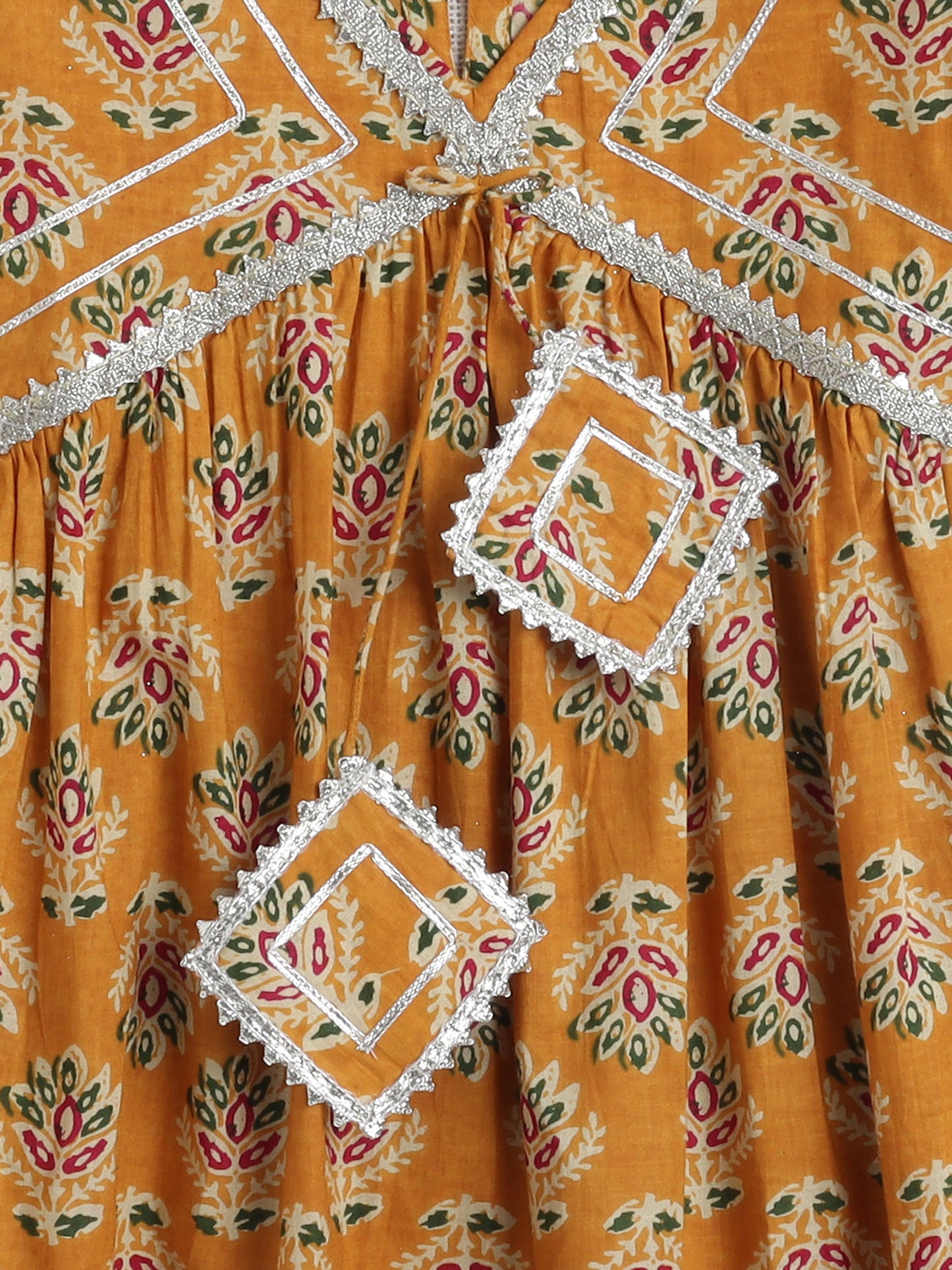 The Magic Wand 3/4 Sleeve Floral Printed Kurta Set-Mustard