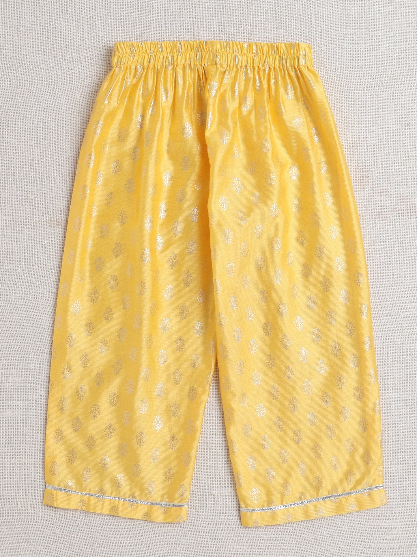 Half Sleeves Embellished Alia Cut with Gota Lace Kurta Set- Yellow