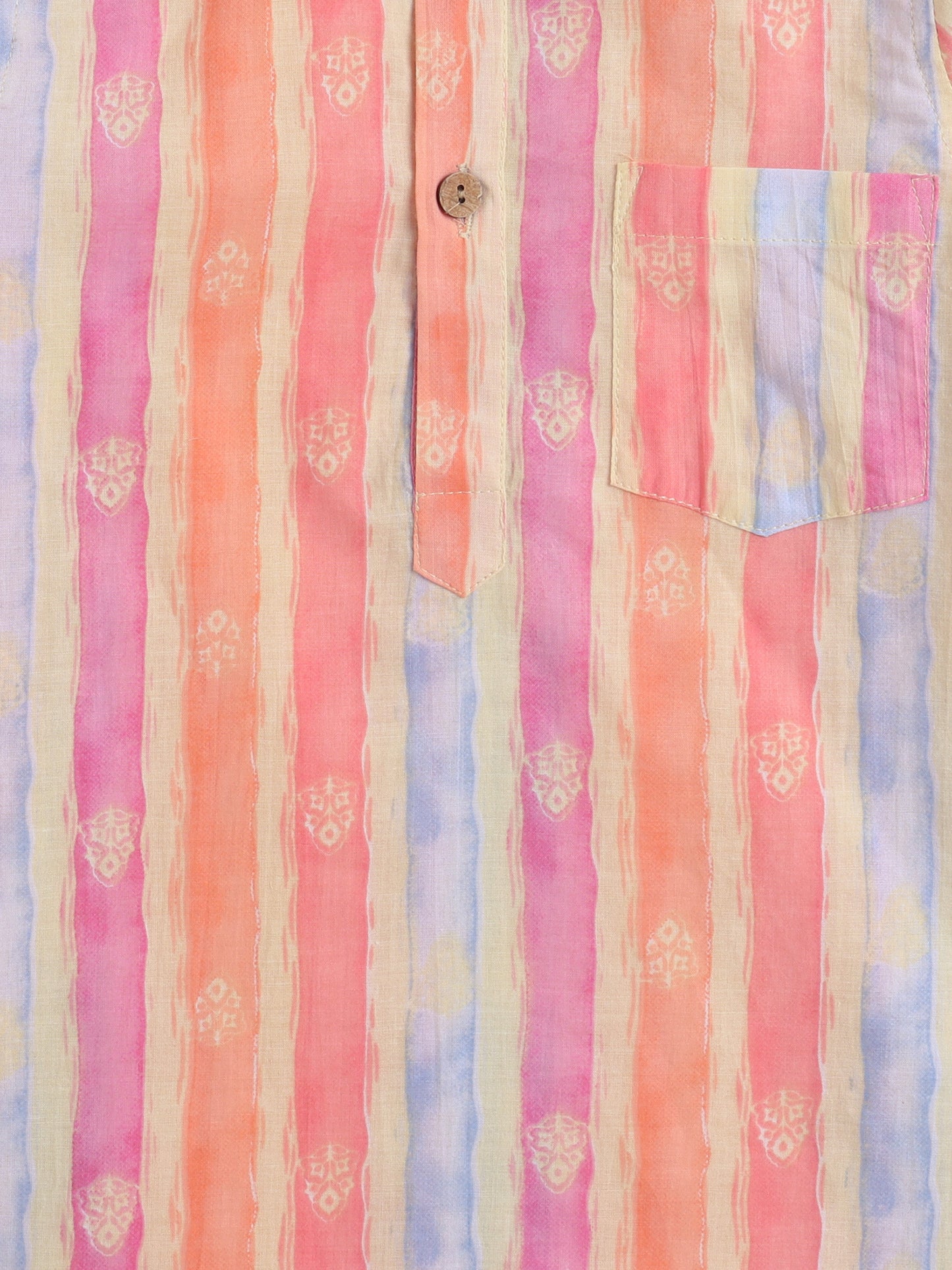 Full Sleeves Stripe Print Pathani Set - Peach