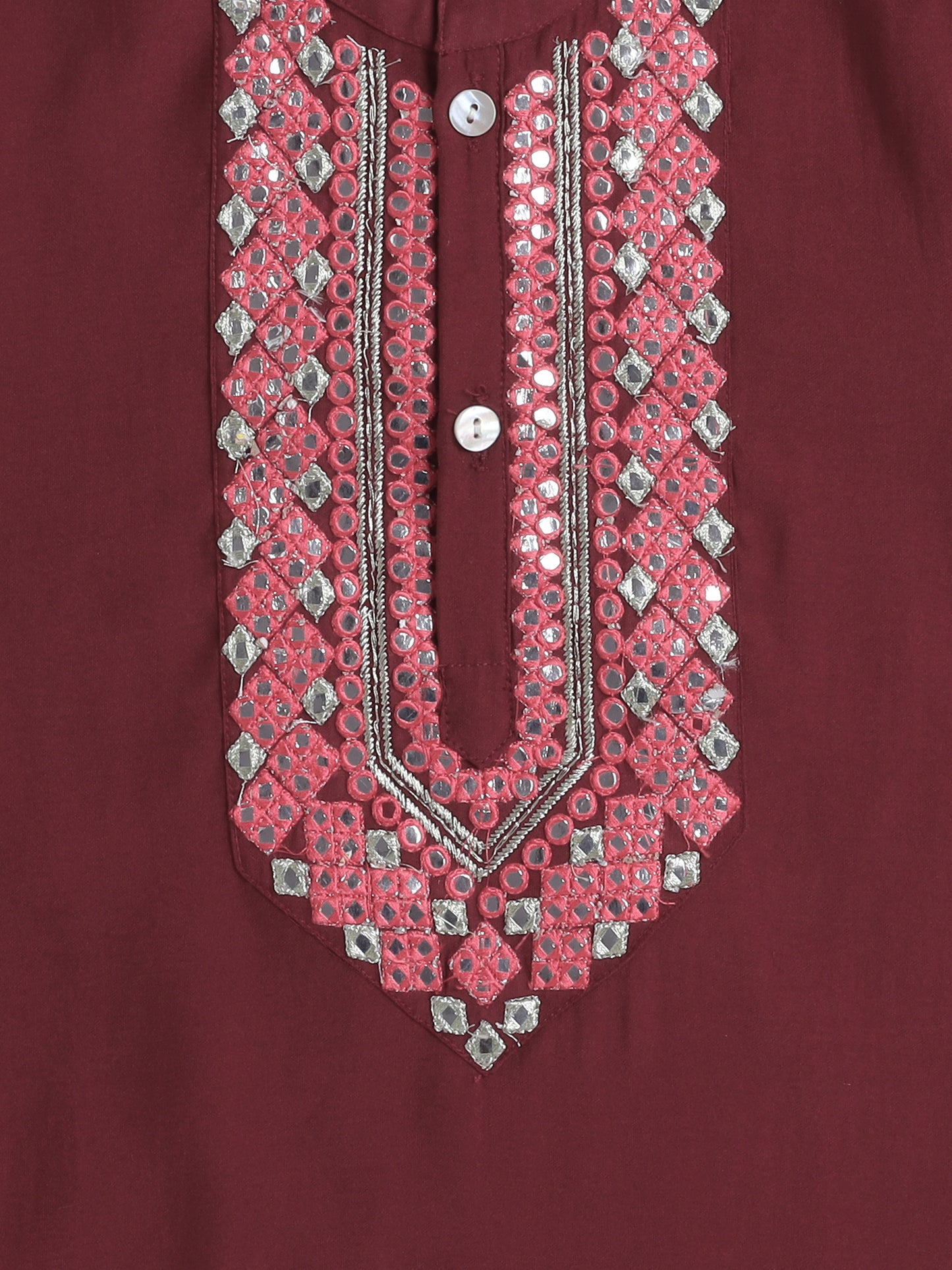 The Magic Wand Full Sleeves Embrodery Kurta Set- Red