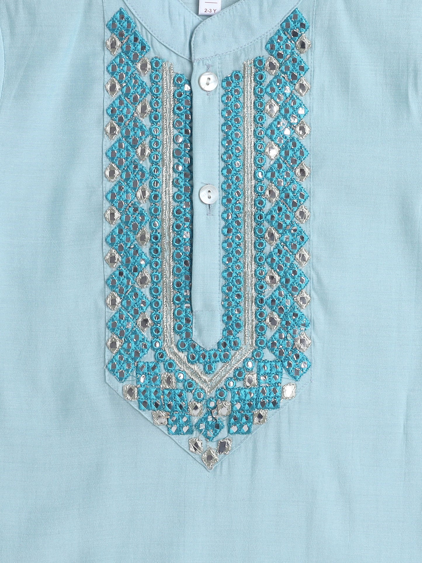 The Magic Wand Full Sleeves Embrodery Kurta Set- Blue