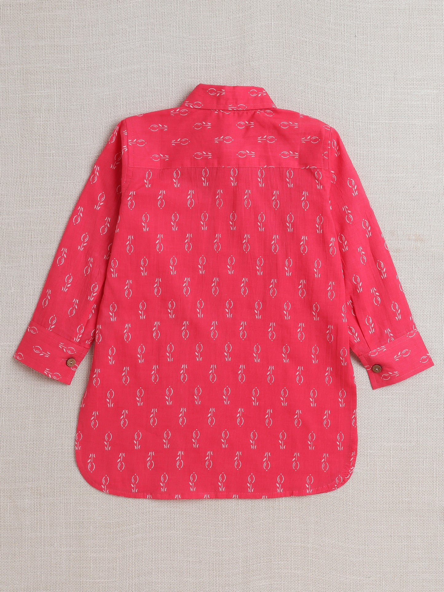 Full Sleeves All Over Print Kurta Pathani Set- Pink