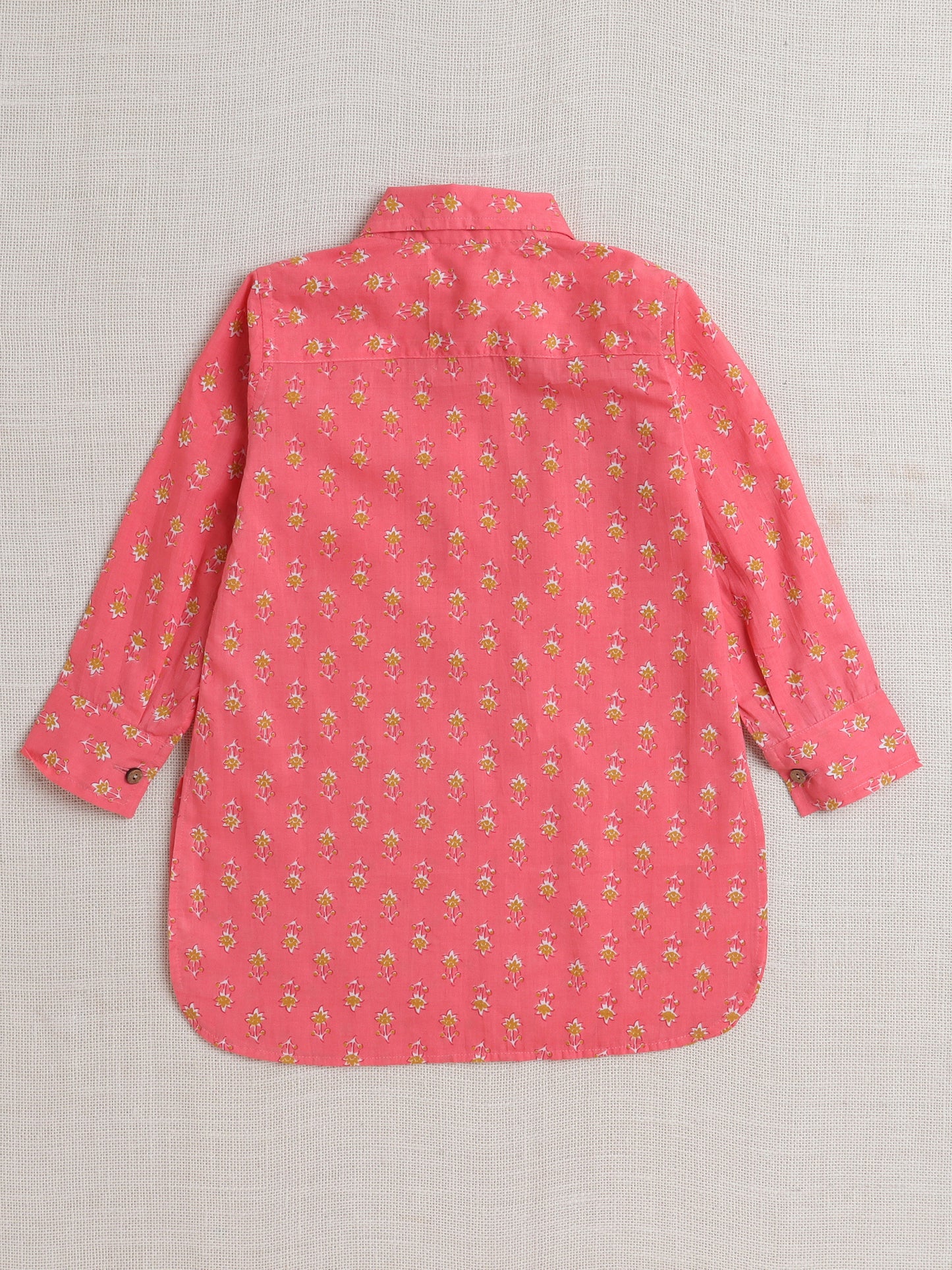Full Sleeves All over Print Kurta Patiala Set- Pink