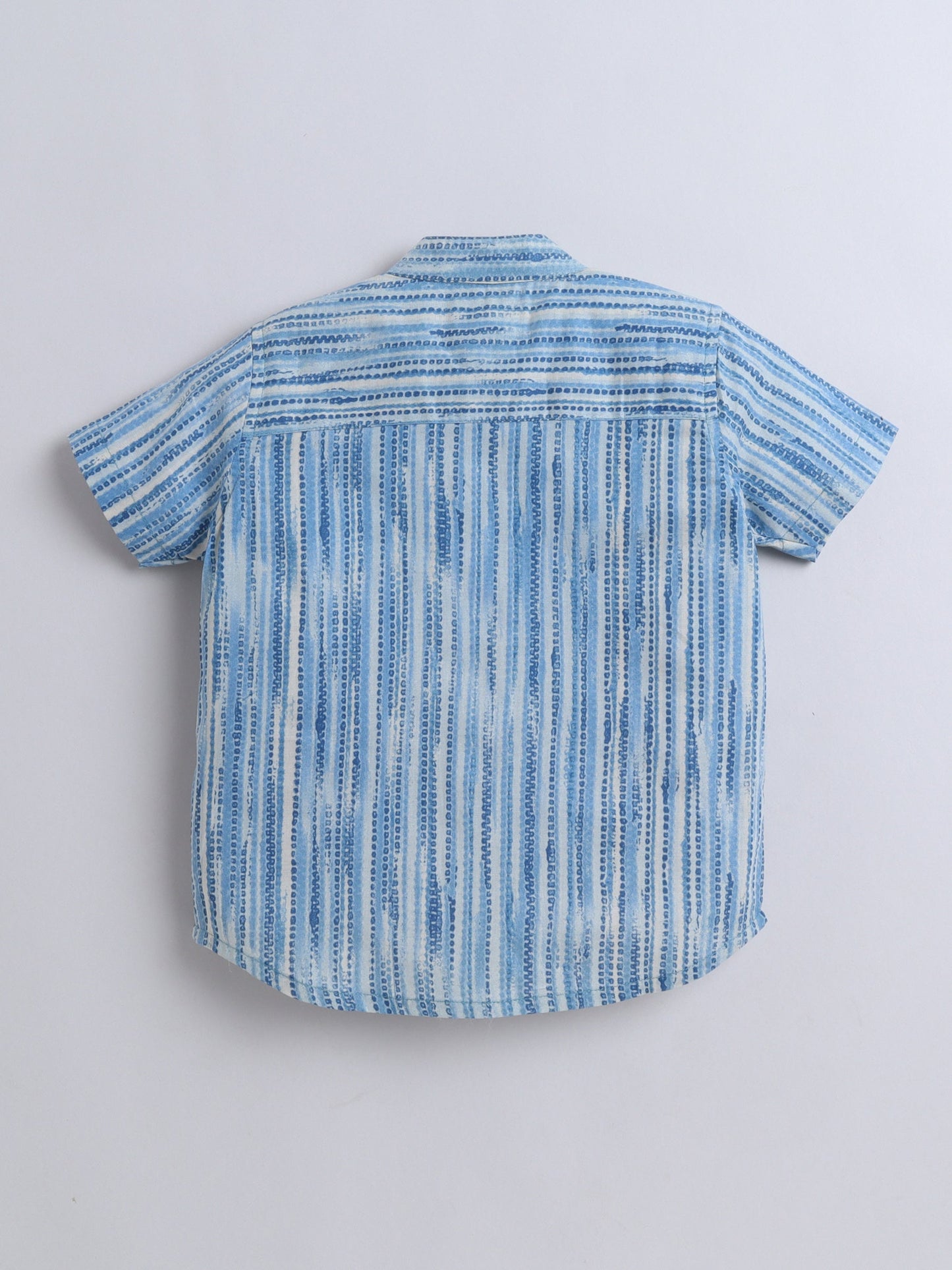 Half Sleeve Stripe Printed Shirt - Blue