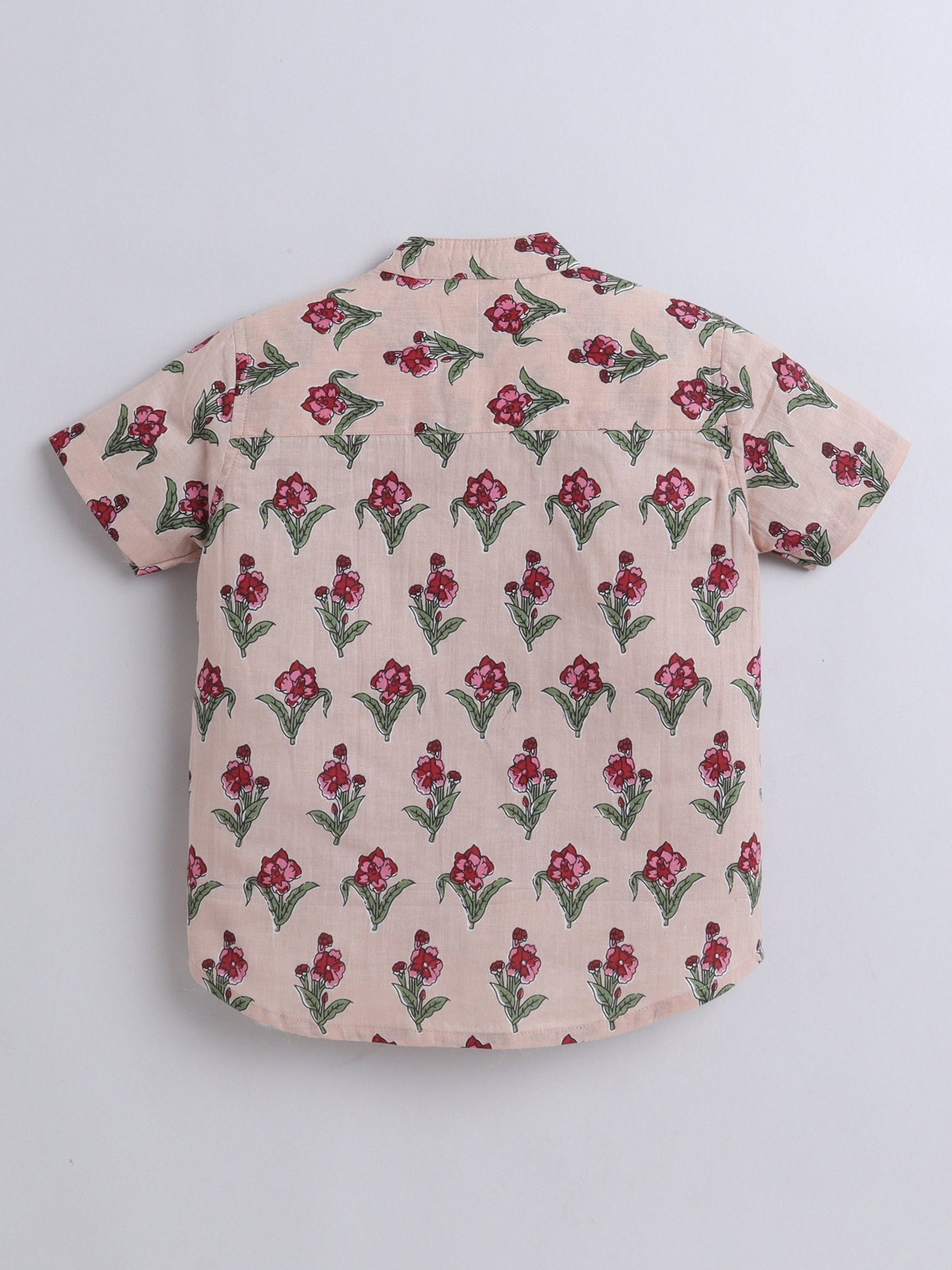 Half Sleeve Floral Printed Shirt - Beige