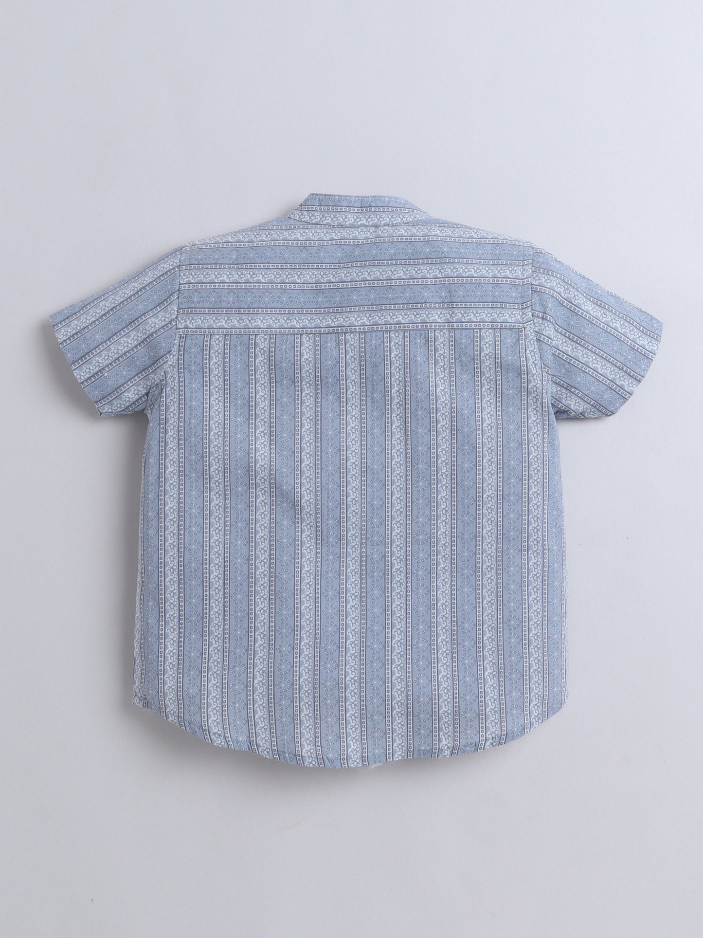Half Sleeve Stripe Printed Shirt - Grey
