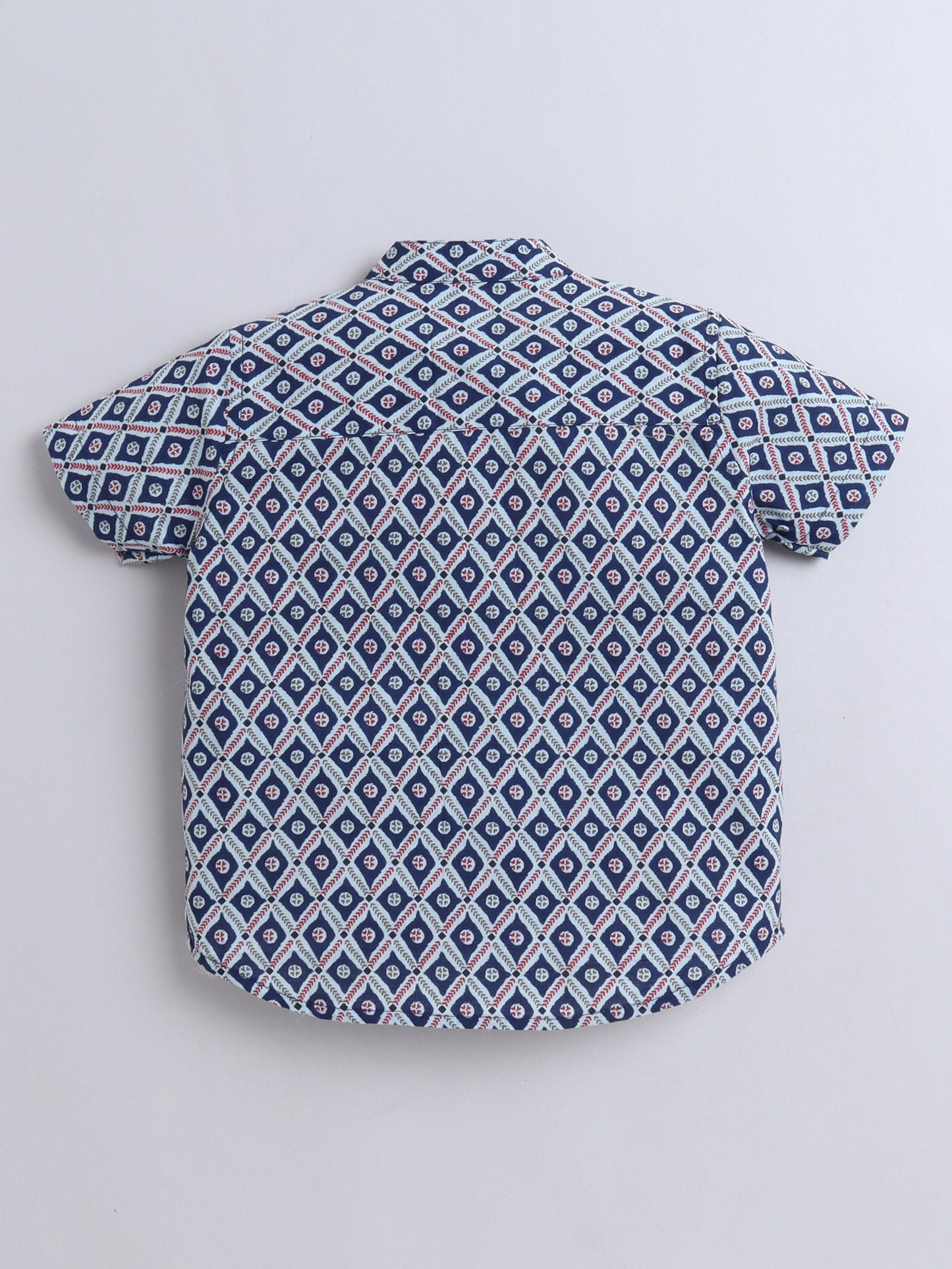 Half Sleeve Block Printed Shirt - Blue