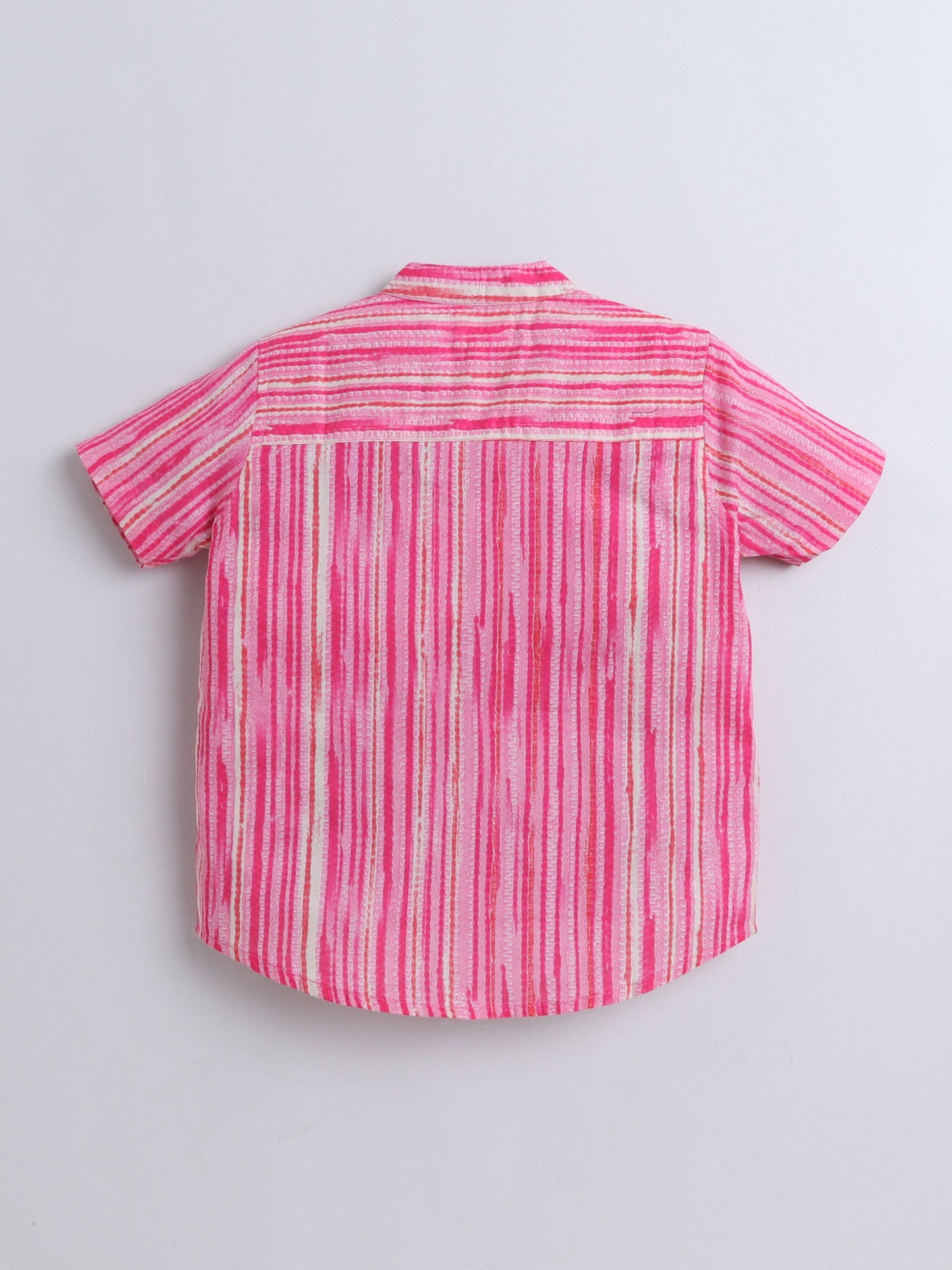 Half Sleeve Stripe Printed Shirt - Pink