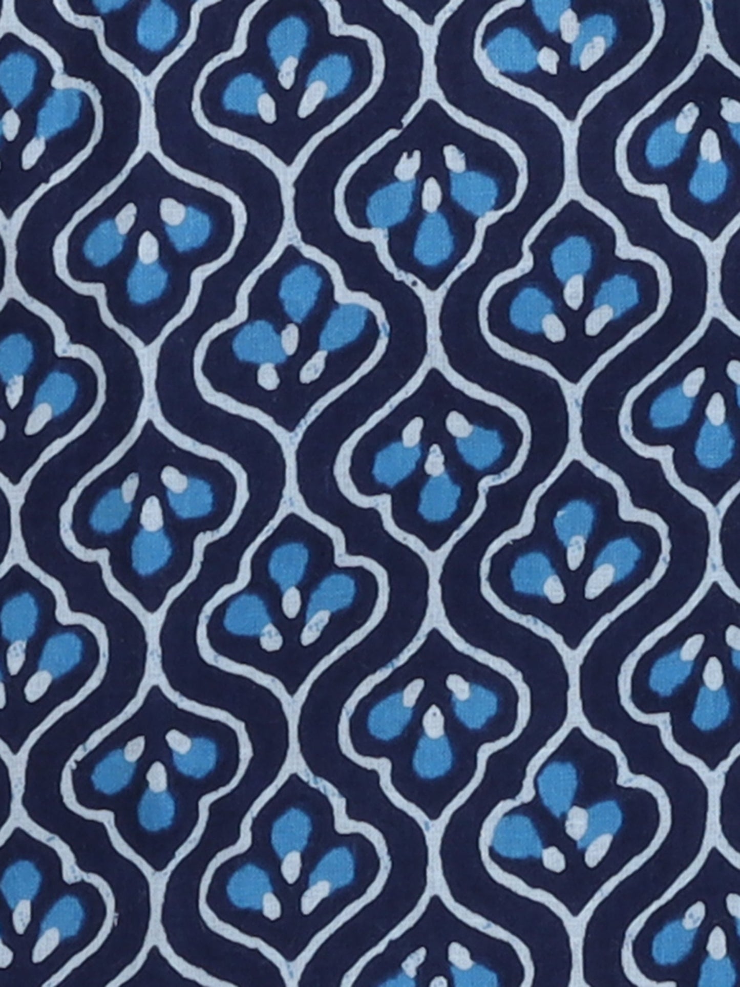 Block Printed Cotton Half Sleeve Shirt - Navy Blue