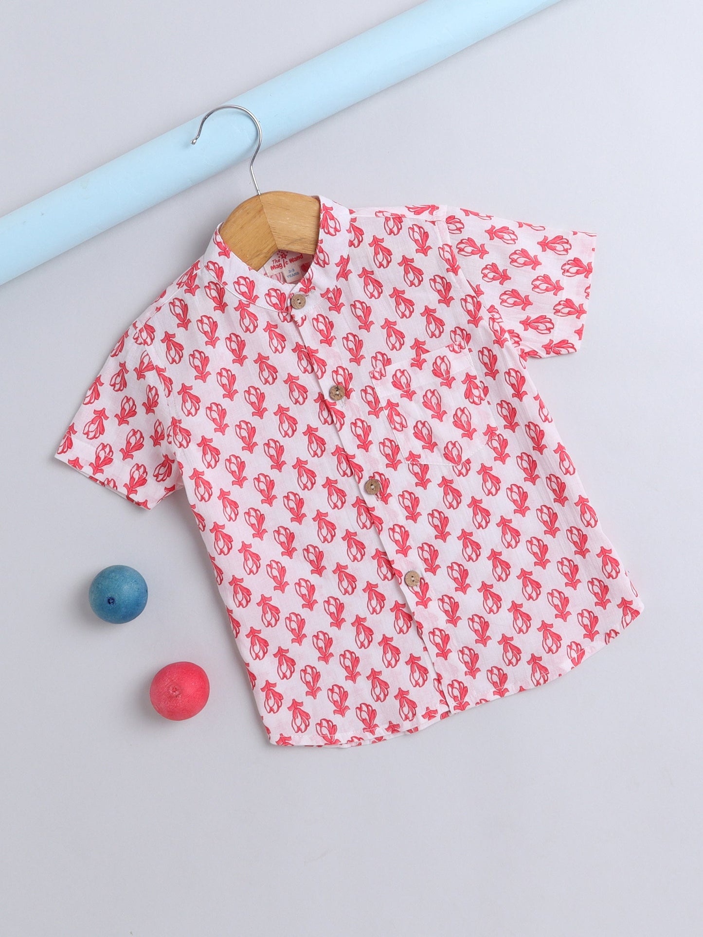Half Sleeve Floral Printed Shirt - Coral