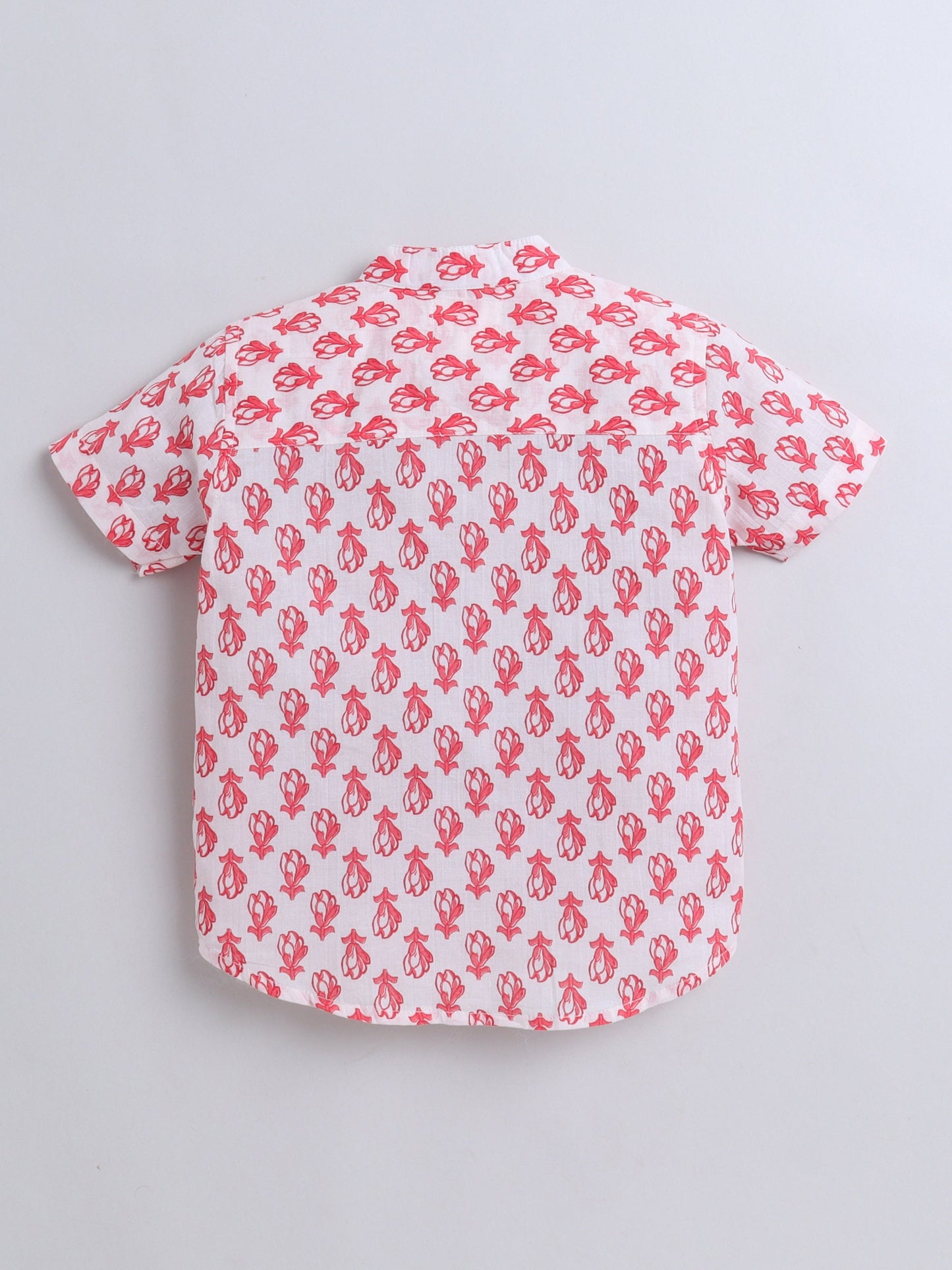 Half Sleeve Floral Printed Shirt - Coral