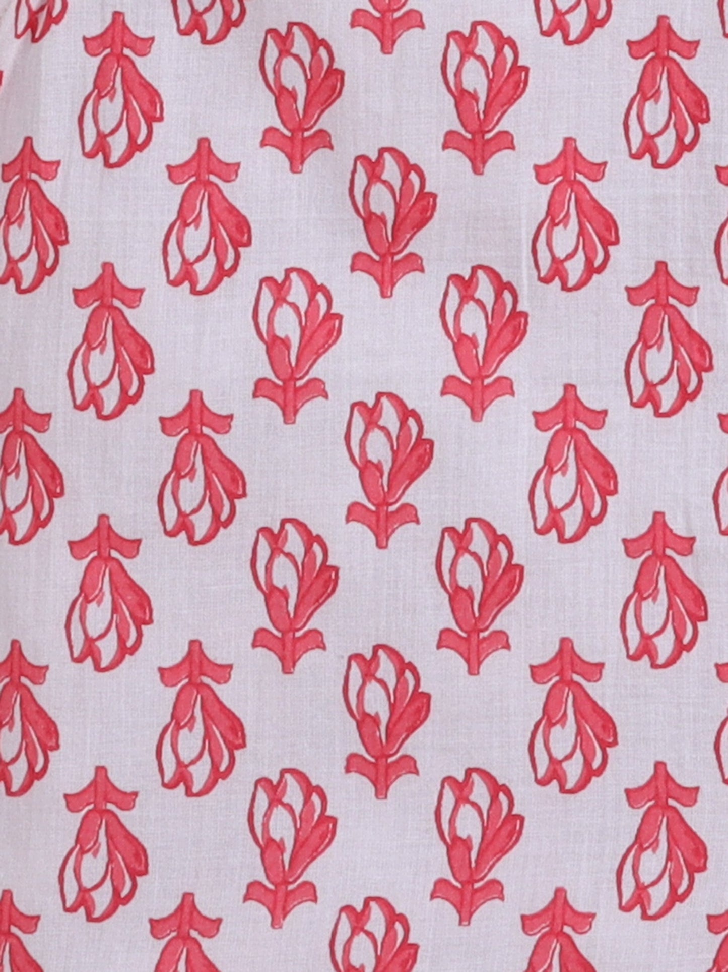 Floral Printed Cotton Half Sleeve Shirt - Coral