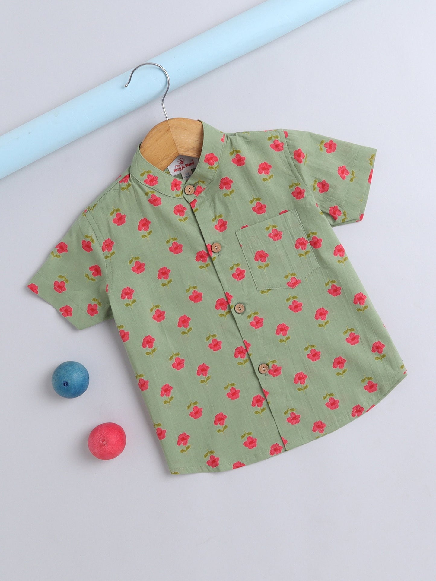 Half Sleeve Floral Printed Shirt - Green