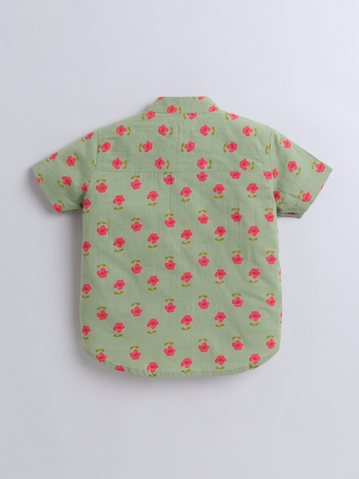 Half Sleeve Floral Printed Shirt - Green