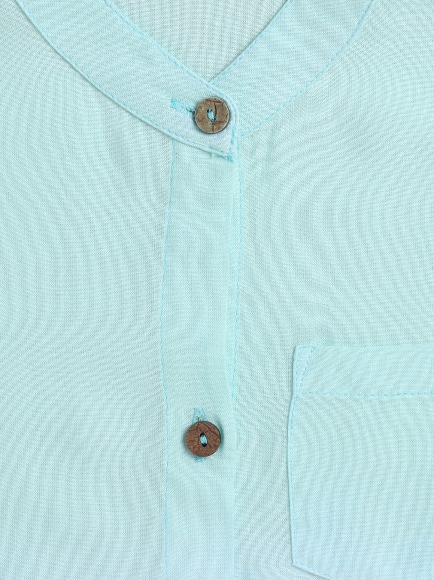 Rayon Half Sleeves Tie & Dye Shirt - Aqua Blue