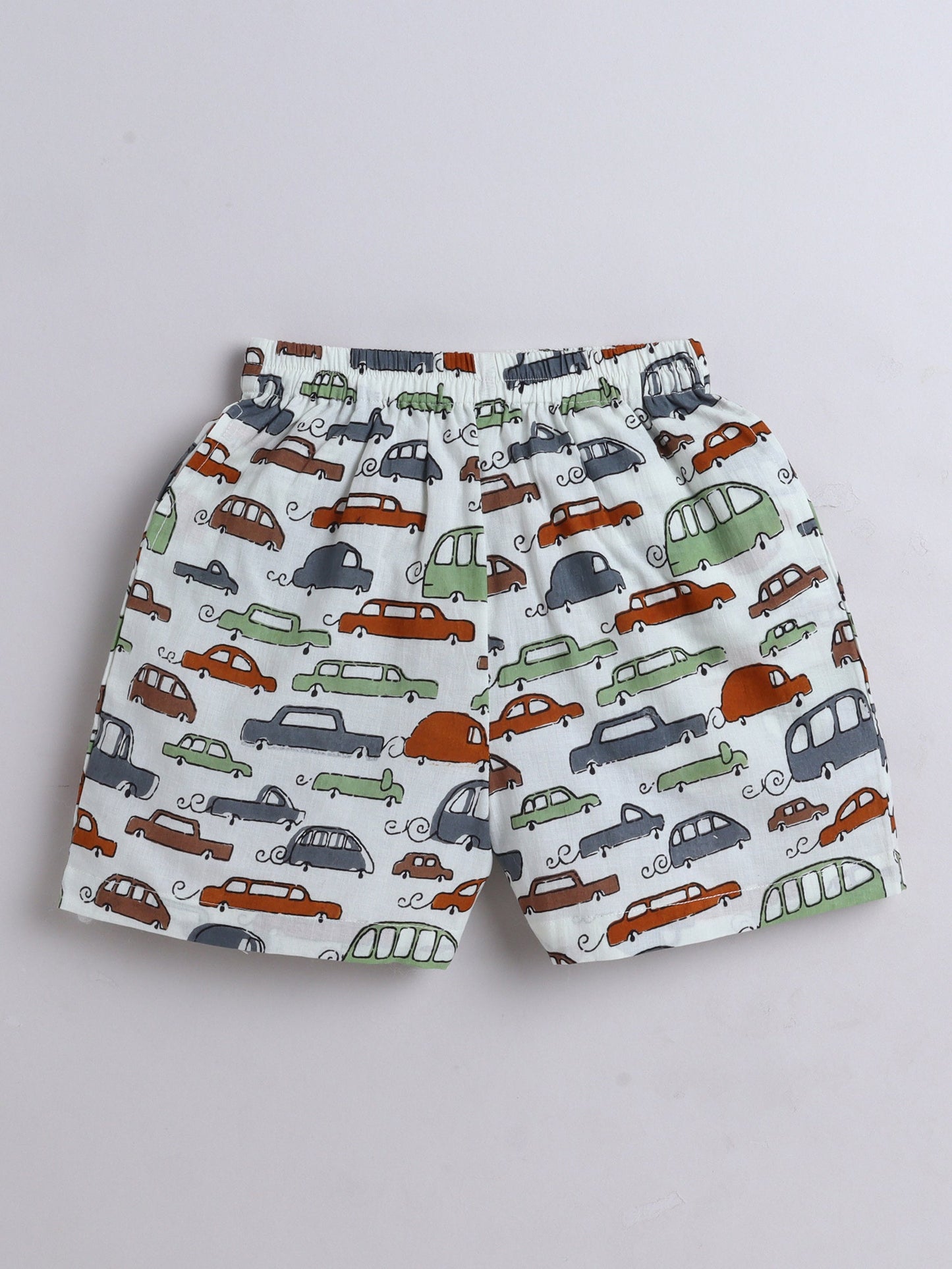 The Magic Wand Half Sleeves Cars Printed Shirt & Shorts Set- Multi Color