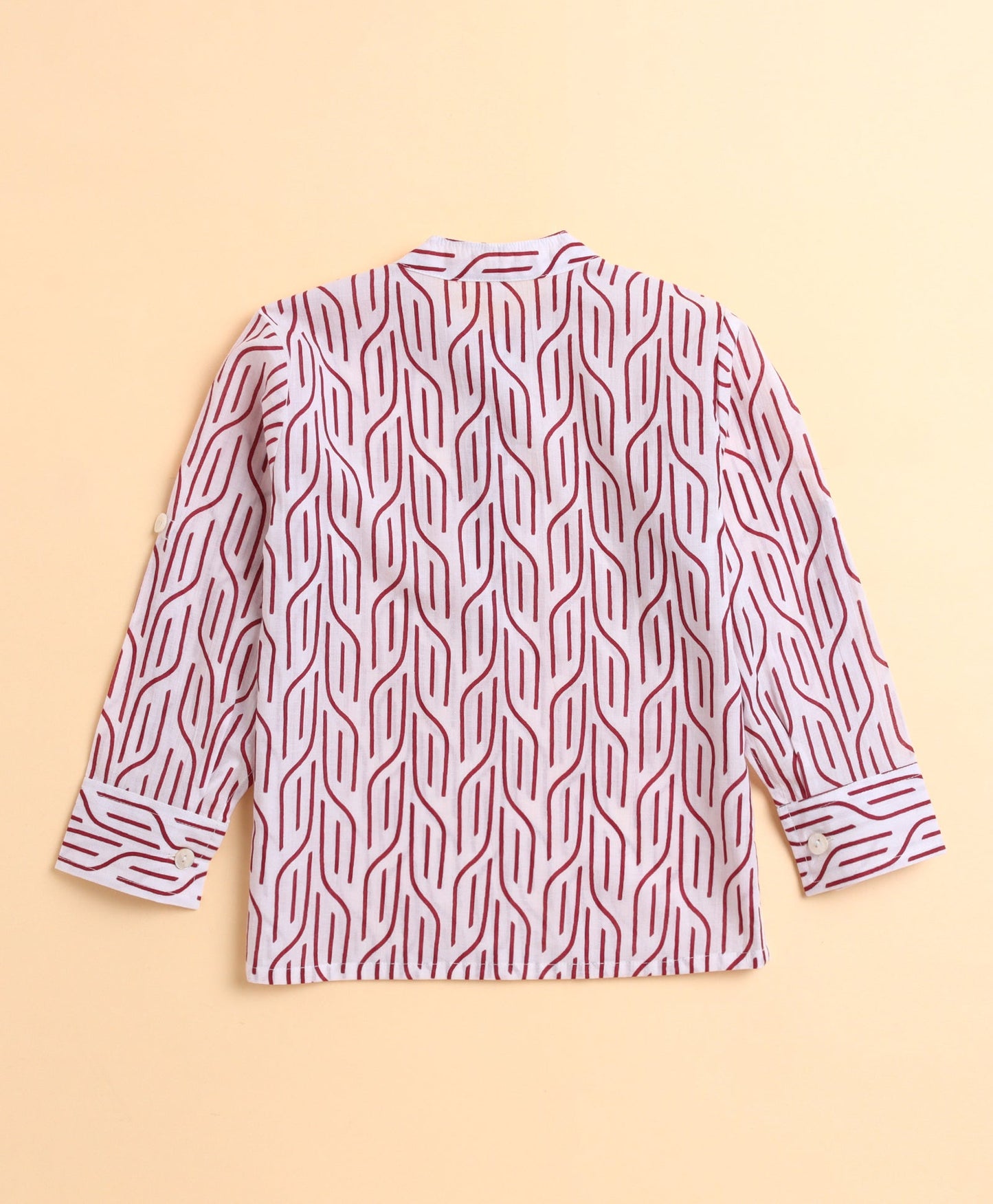 The Magic Wand Cotton All over Printed Full Sleeves Short Kurta-Wine